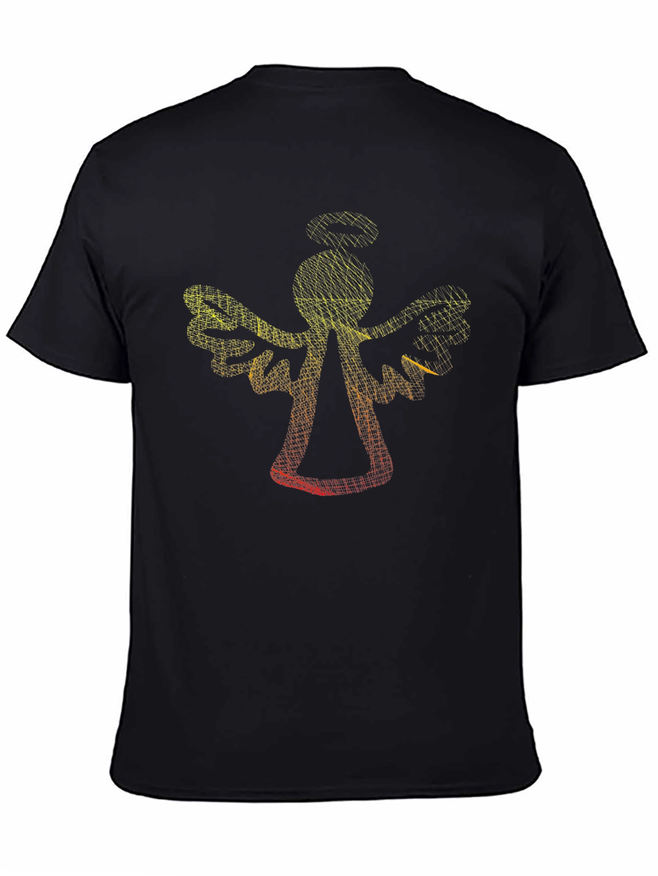 Abstract Angel Graphic Tee - Black Cotton T-Shirt