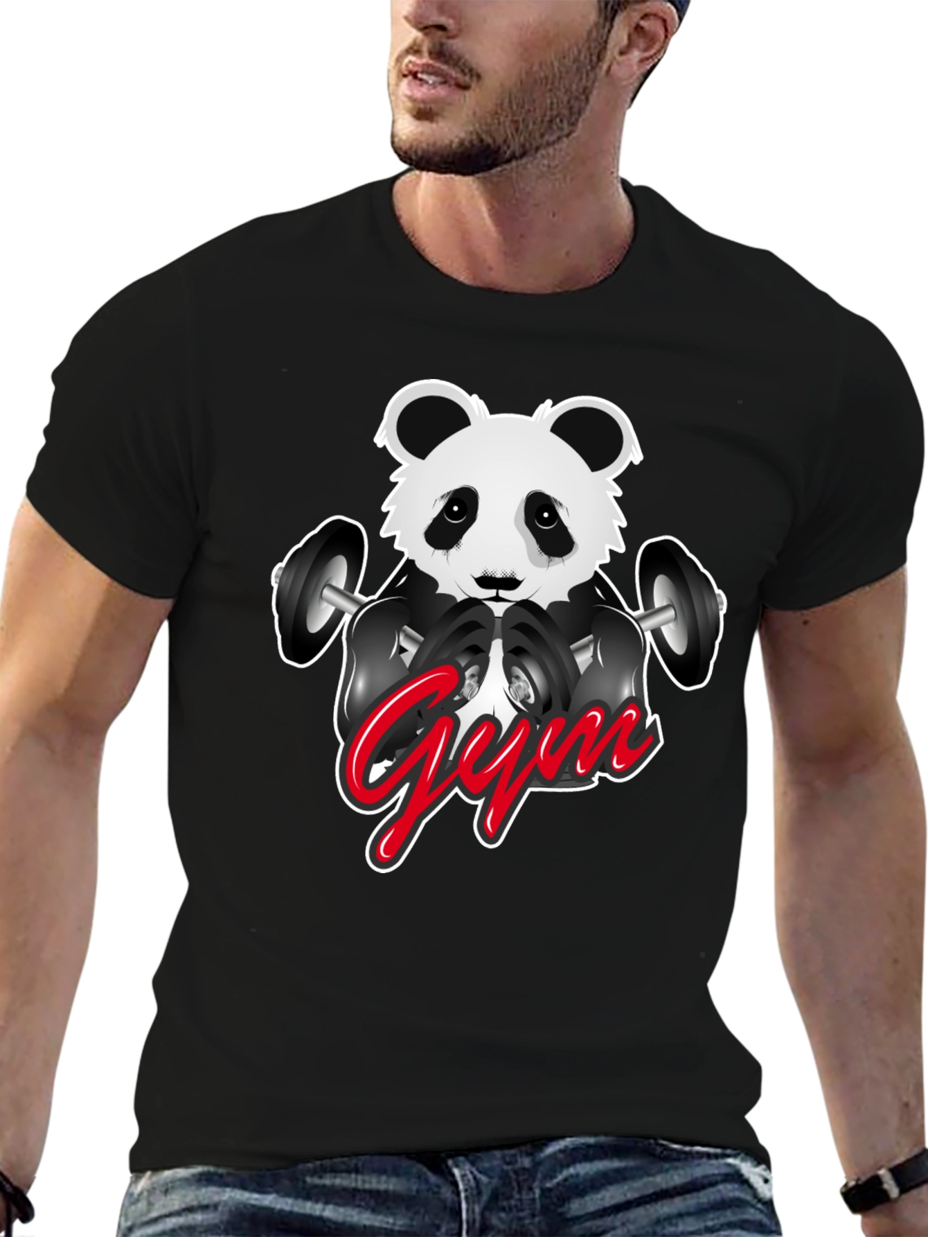 Gym Panda Graphic T-Shirt - Black