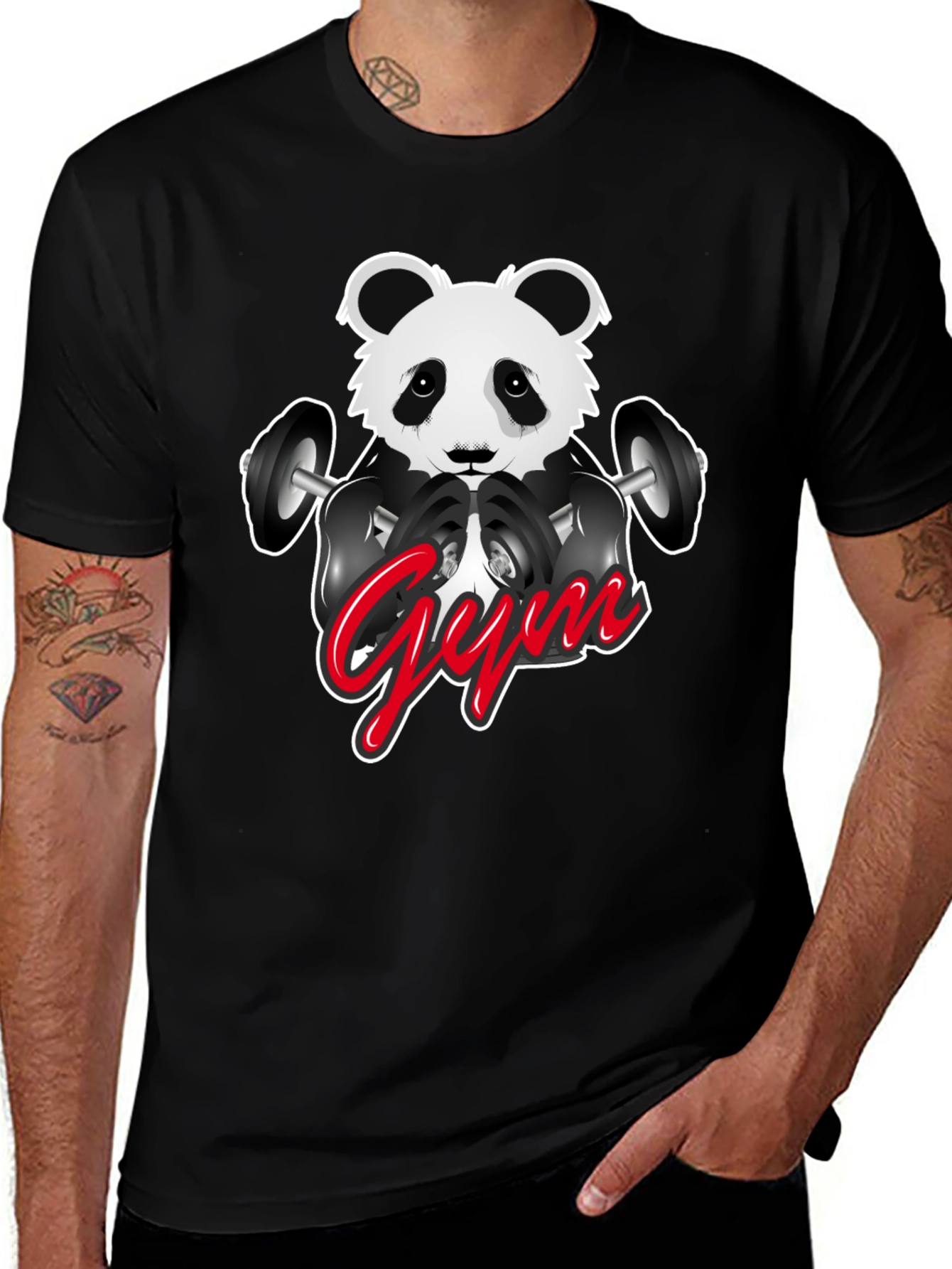 Gym Panda Graphic T-Shirt - Black