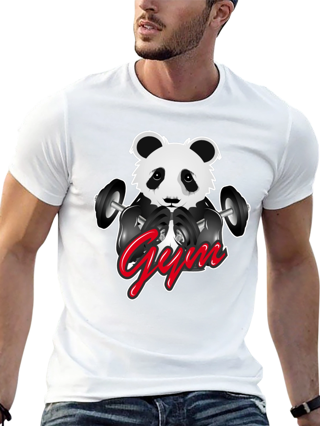 Gym Panda Graphic T-Shirt - Black