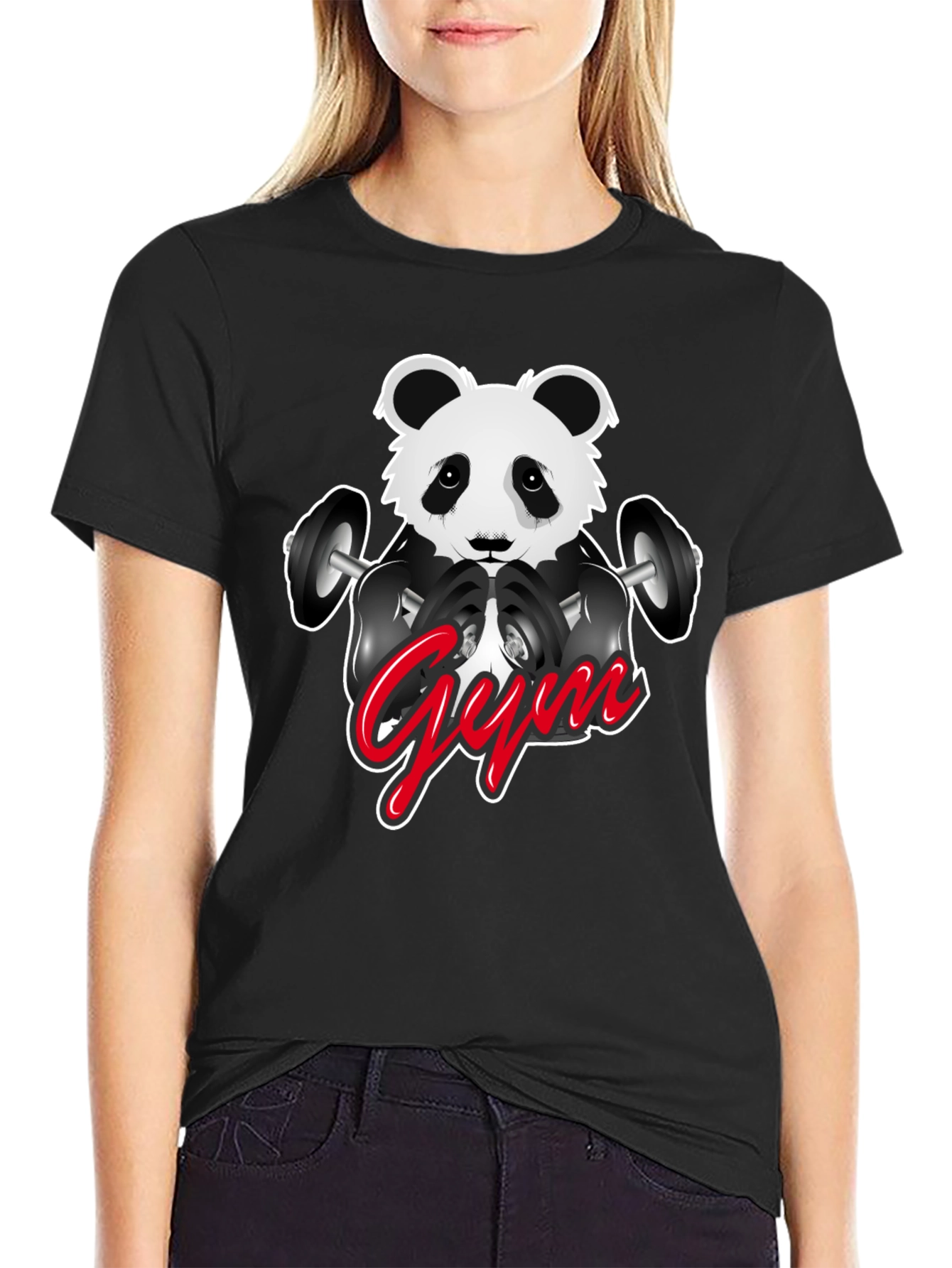 Gym Panda Graphic T-Shirt - Black