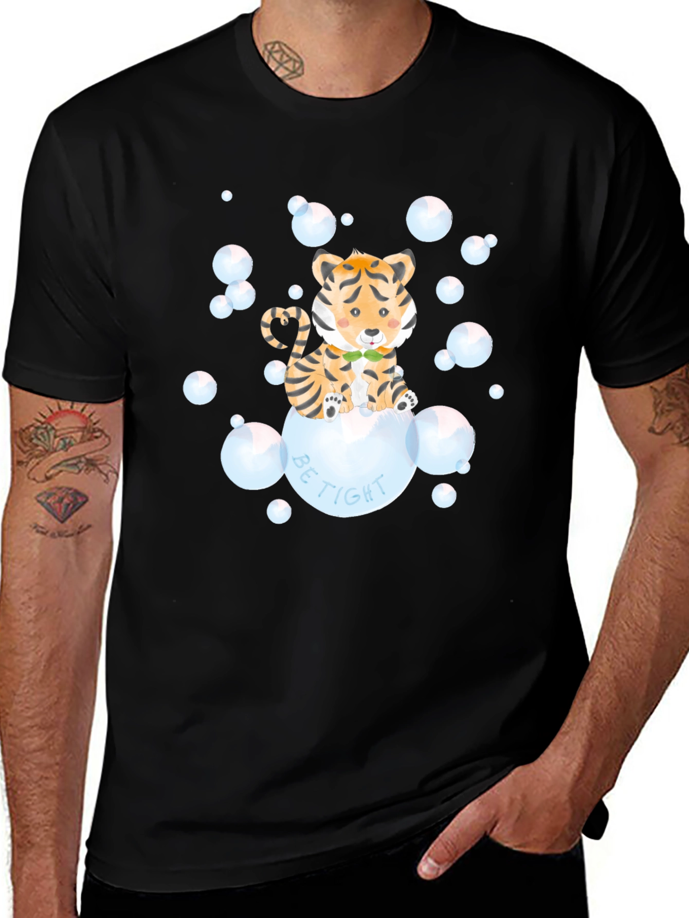Cute Tiger Bubbles Graphic T-Shirt