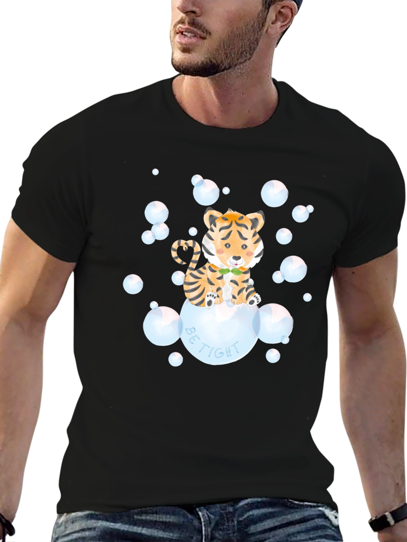 Cute Tiger Bubbles Graphic T-Shirt
