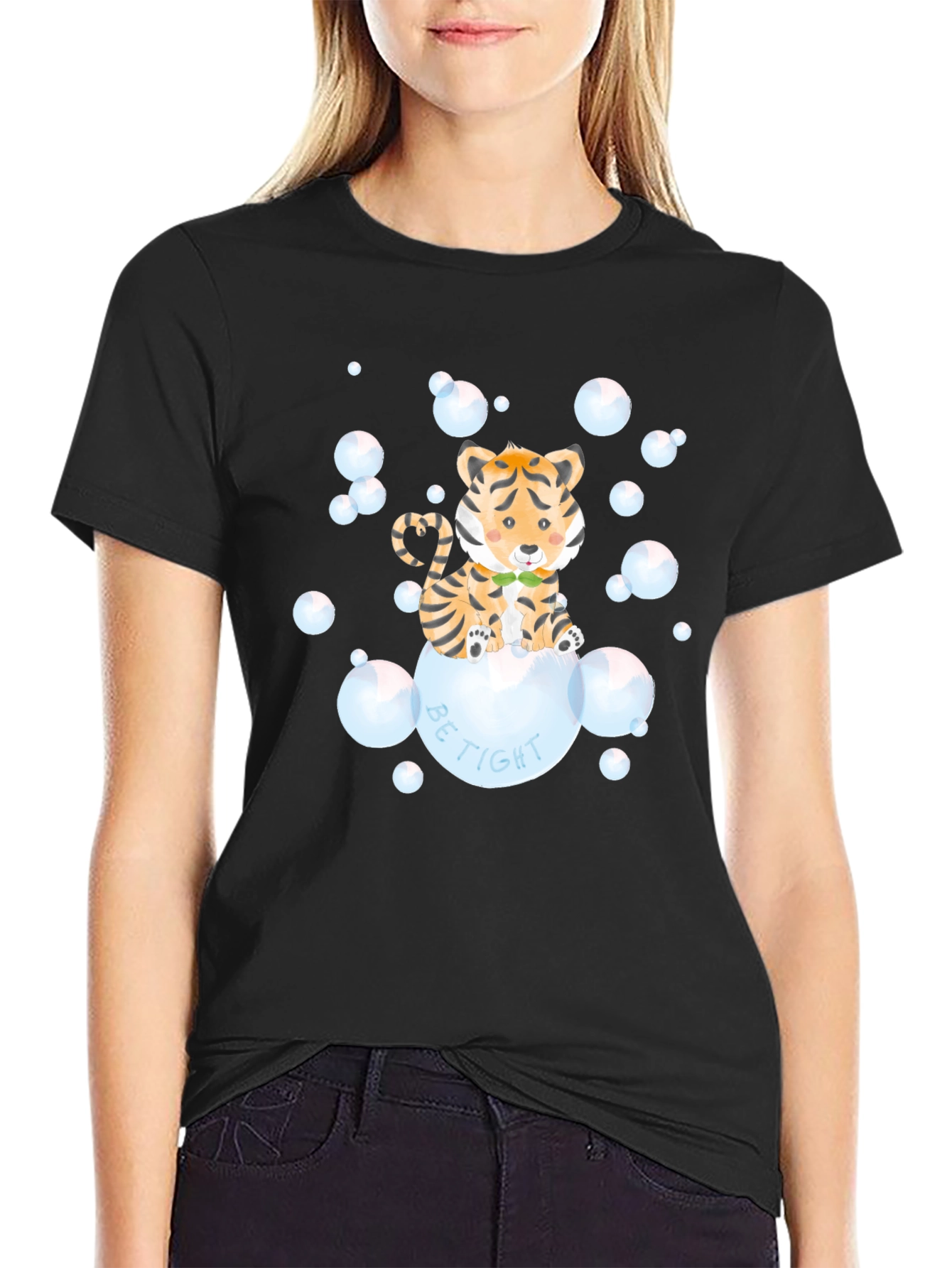 Cute Tiger Bubbles Graphic T-Shirt