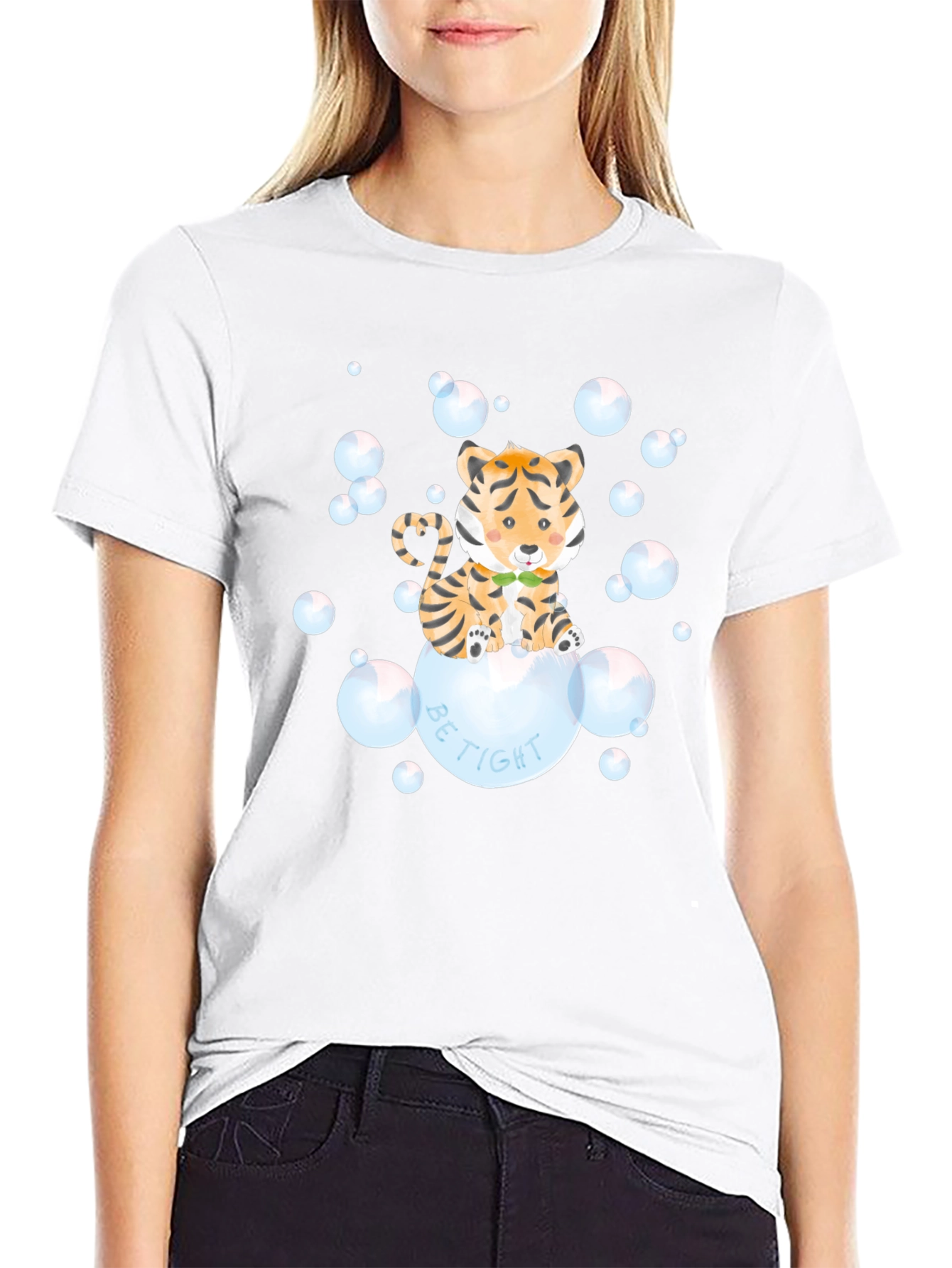 Cute Tiger Bubbles Graphic T-Shirt
