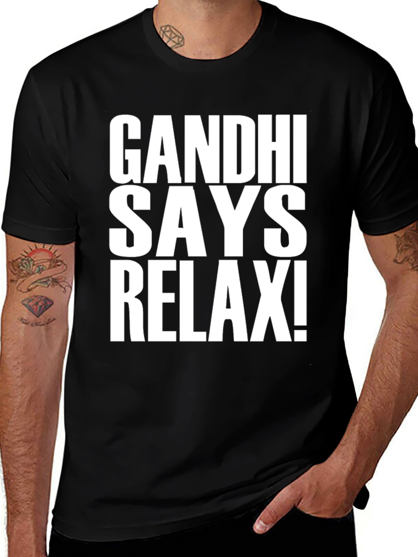 Gandhi Says Relax! Black Graphic T-Shirt