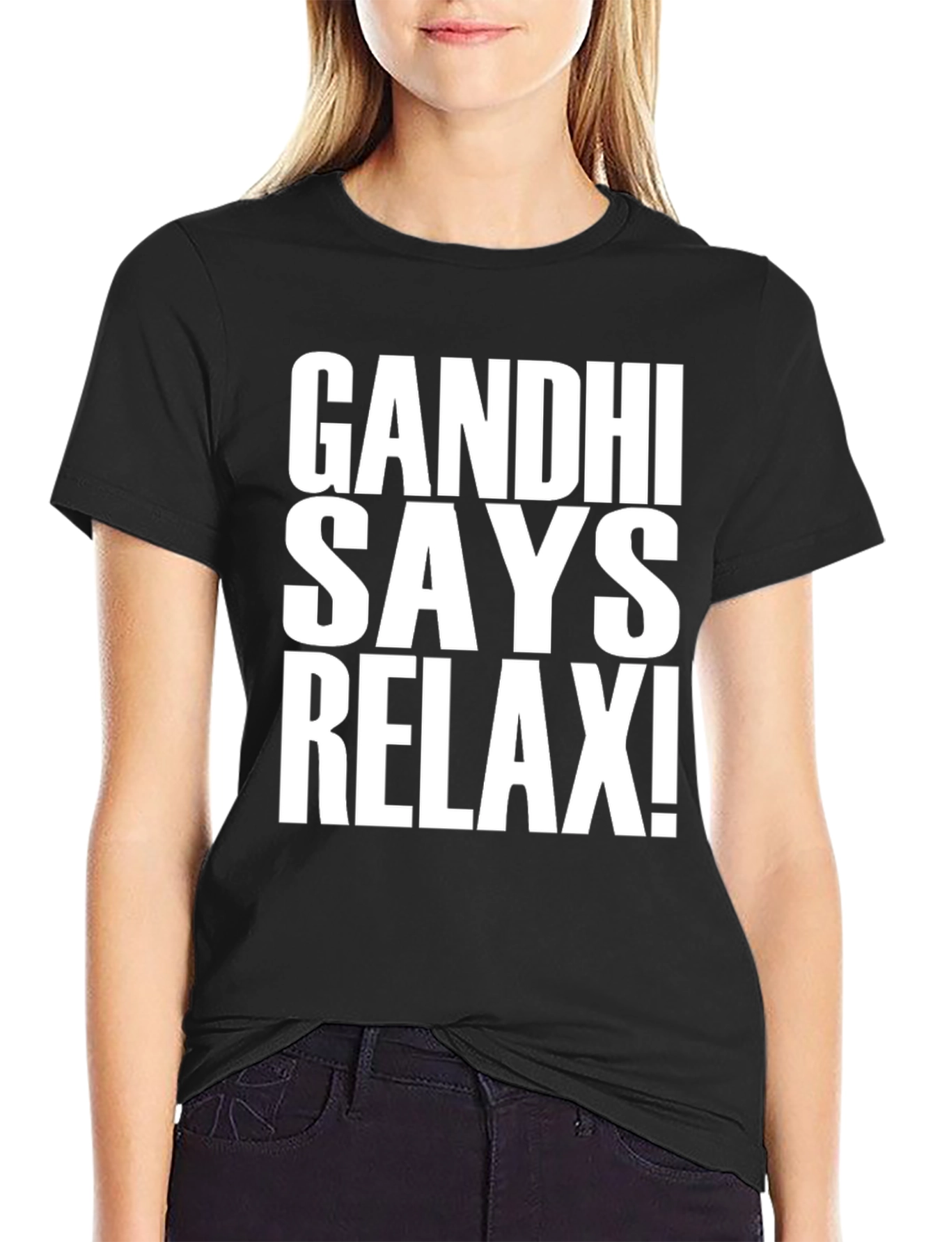 Gandhi Says Relax! Black Graphic T-Shirt