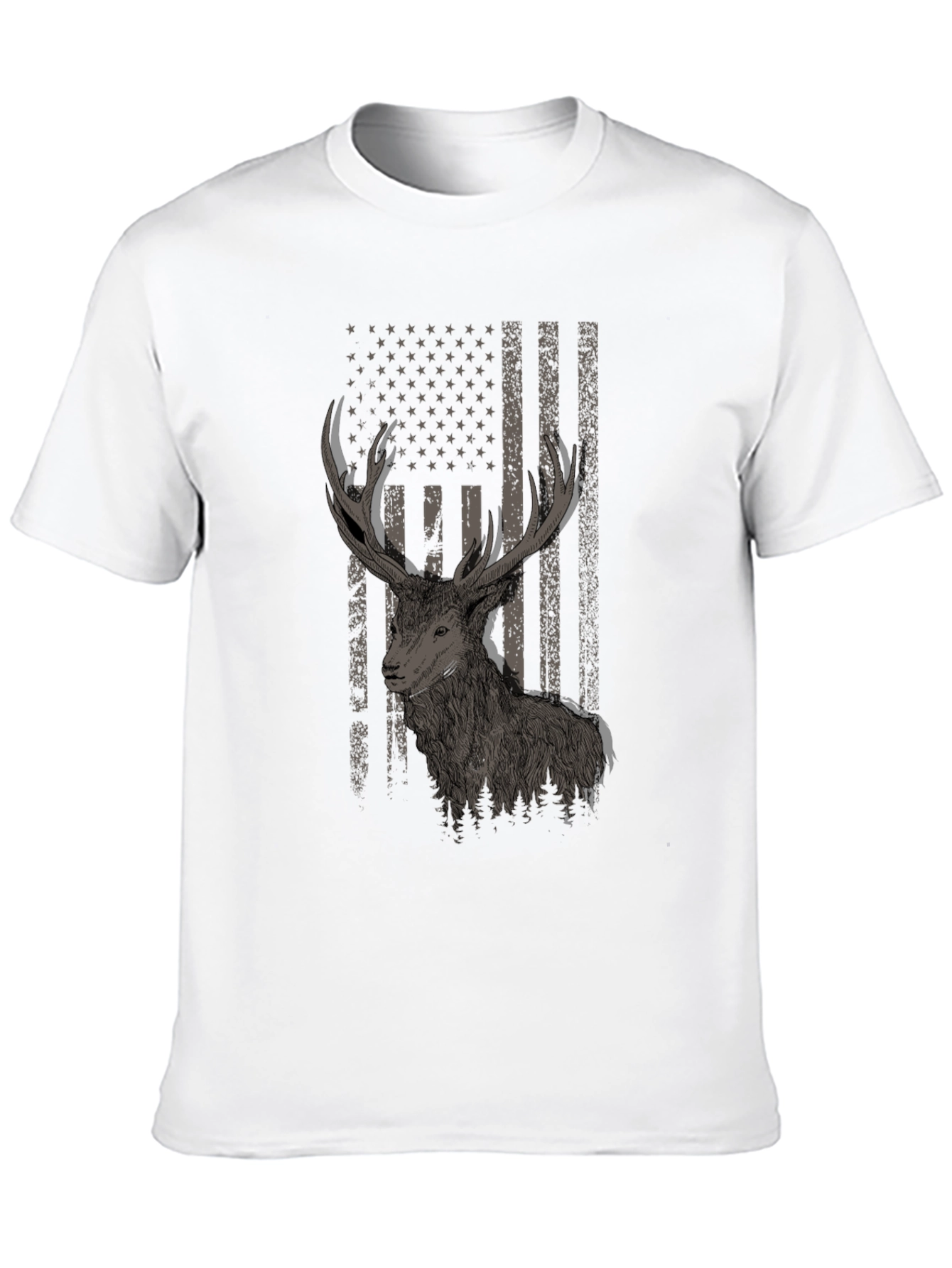 Deer Flag Graphic Tee - Black Cotton Blend