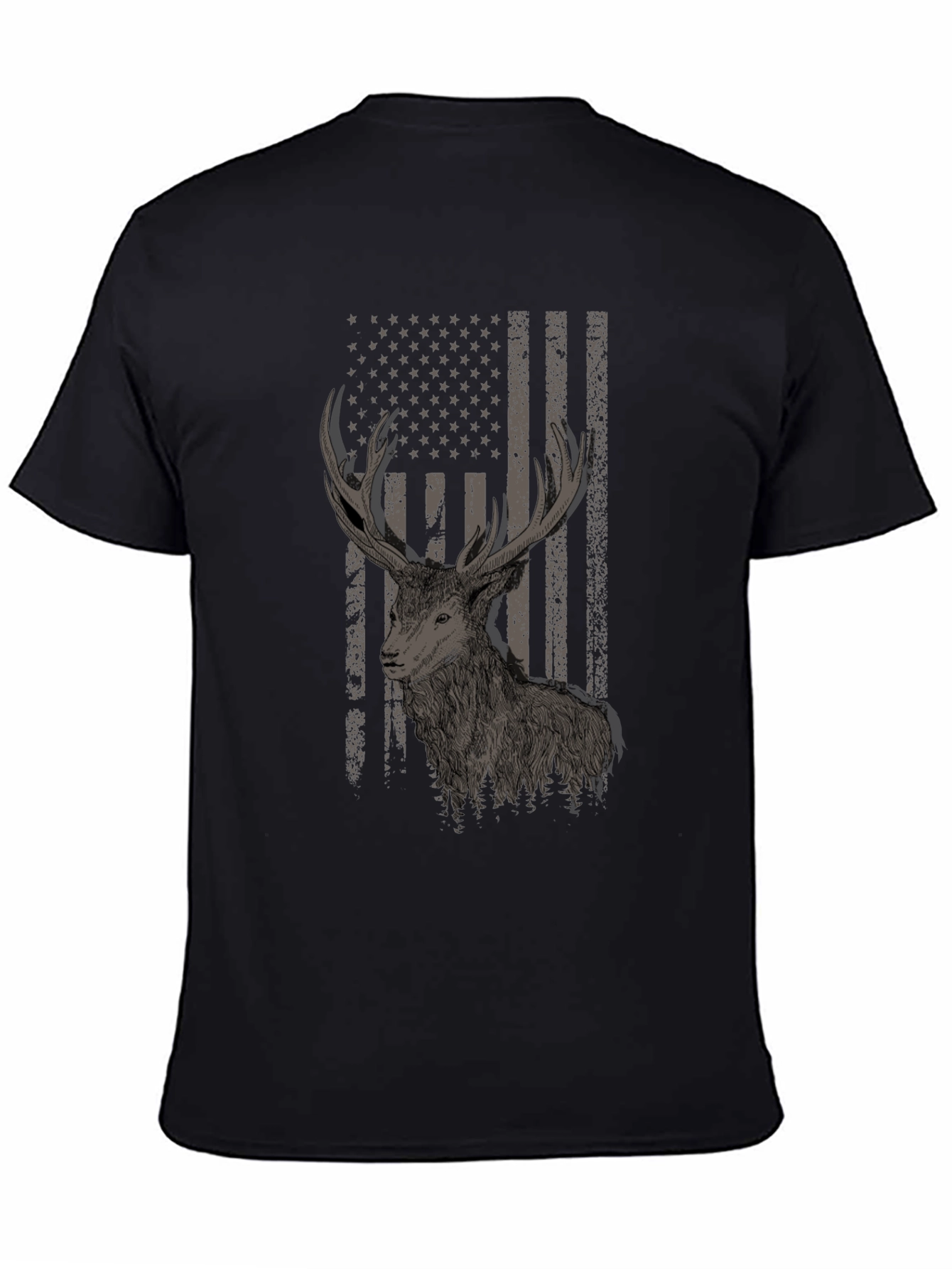 Deer Flag Graphic Tee - Black Cotton Blend