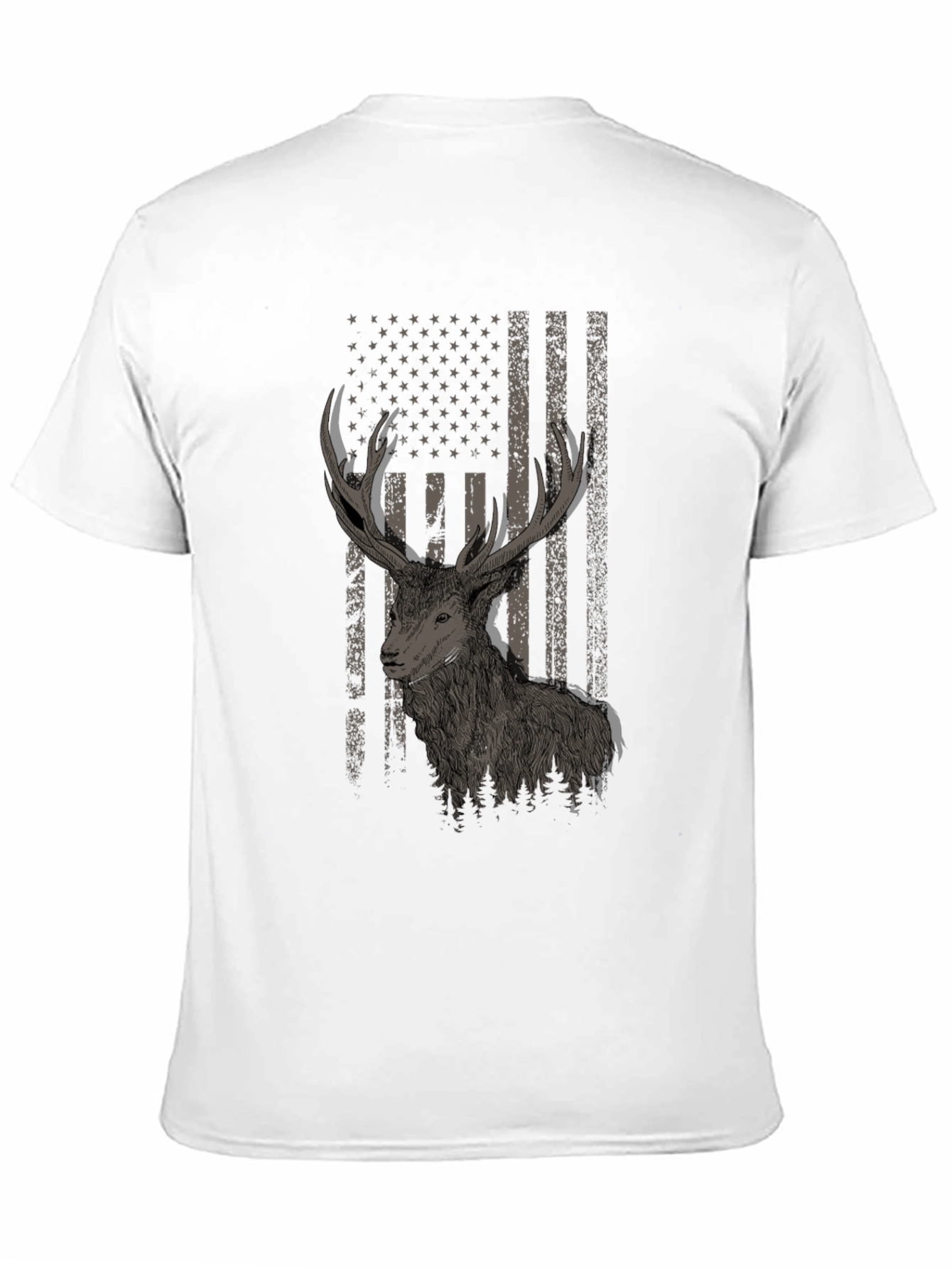 Deer Flag Graphic Tee - Black Cotton Blend