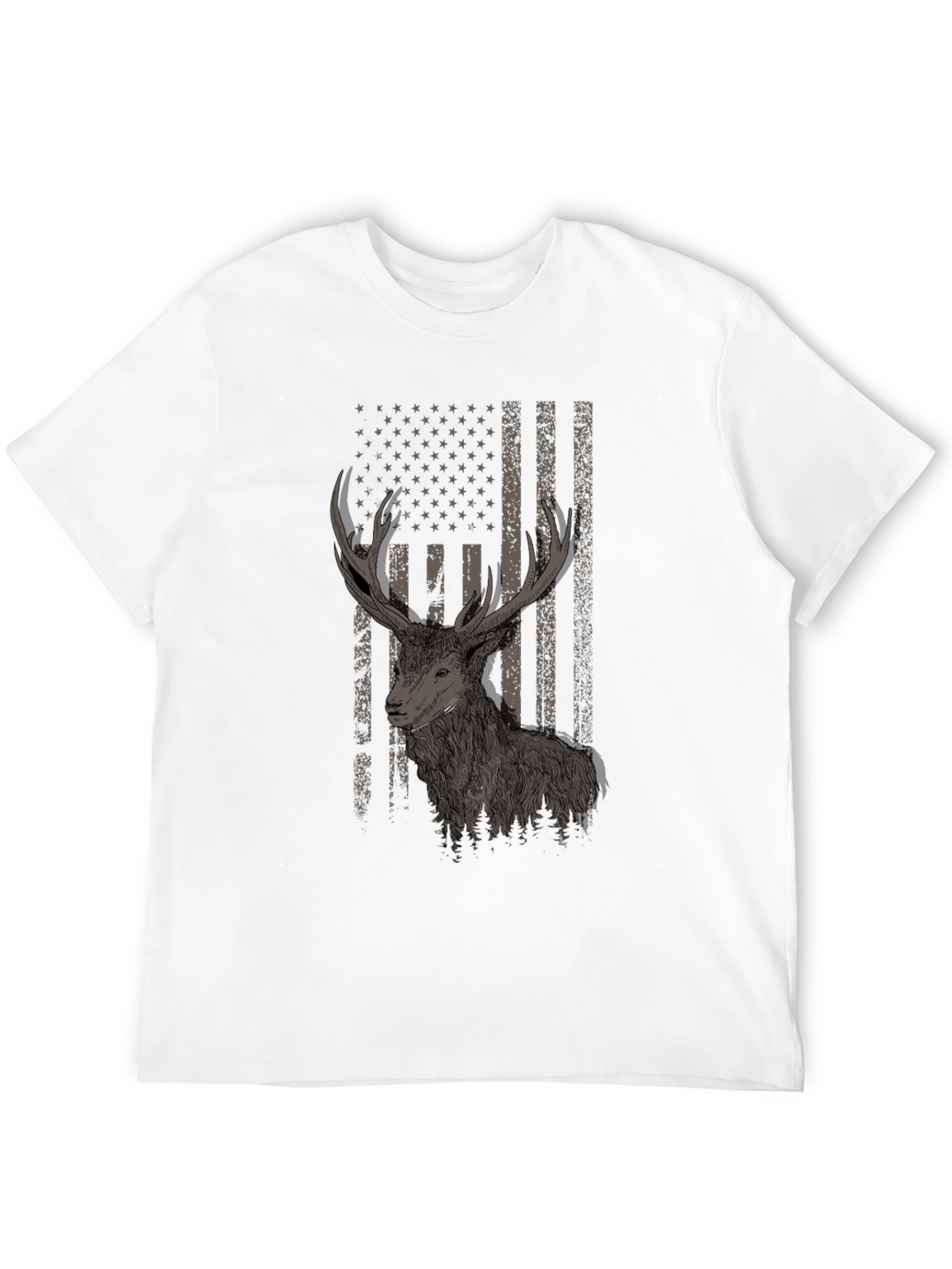 Deer Flag Graphic Tee - Black Cotton Blend