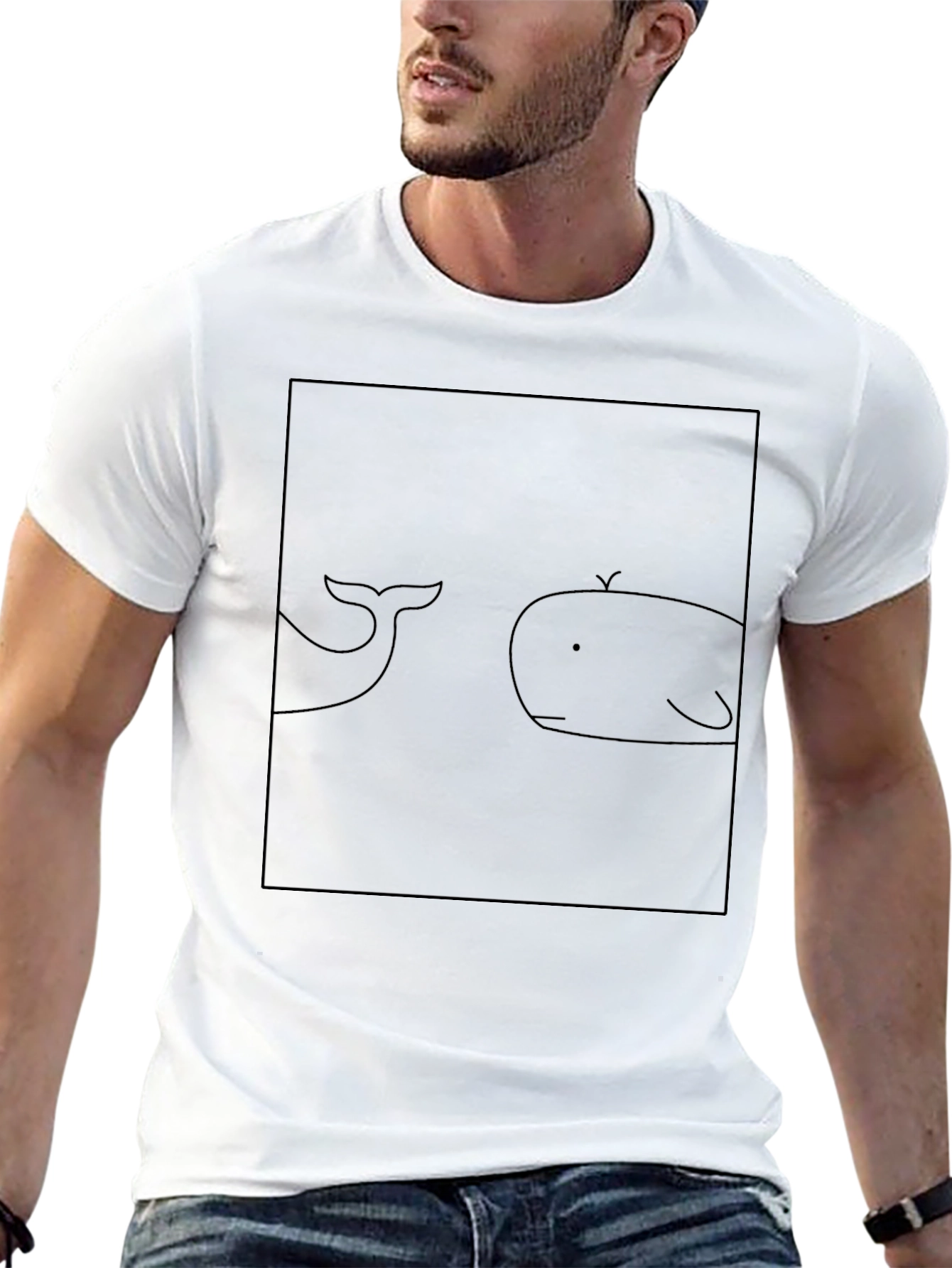 Whale Graphic Tee - Black Cotton T-Shirt
