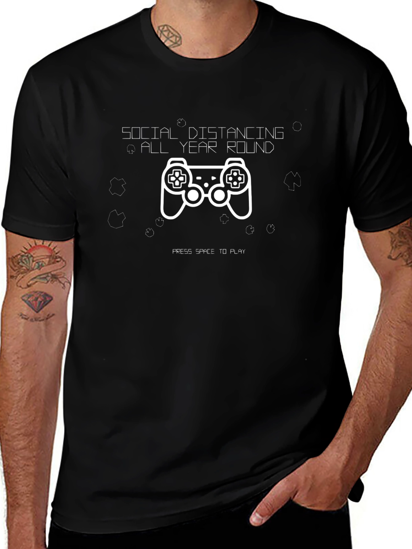 Social Distancing Gamer T-Shirt - Black