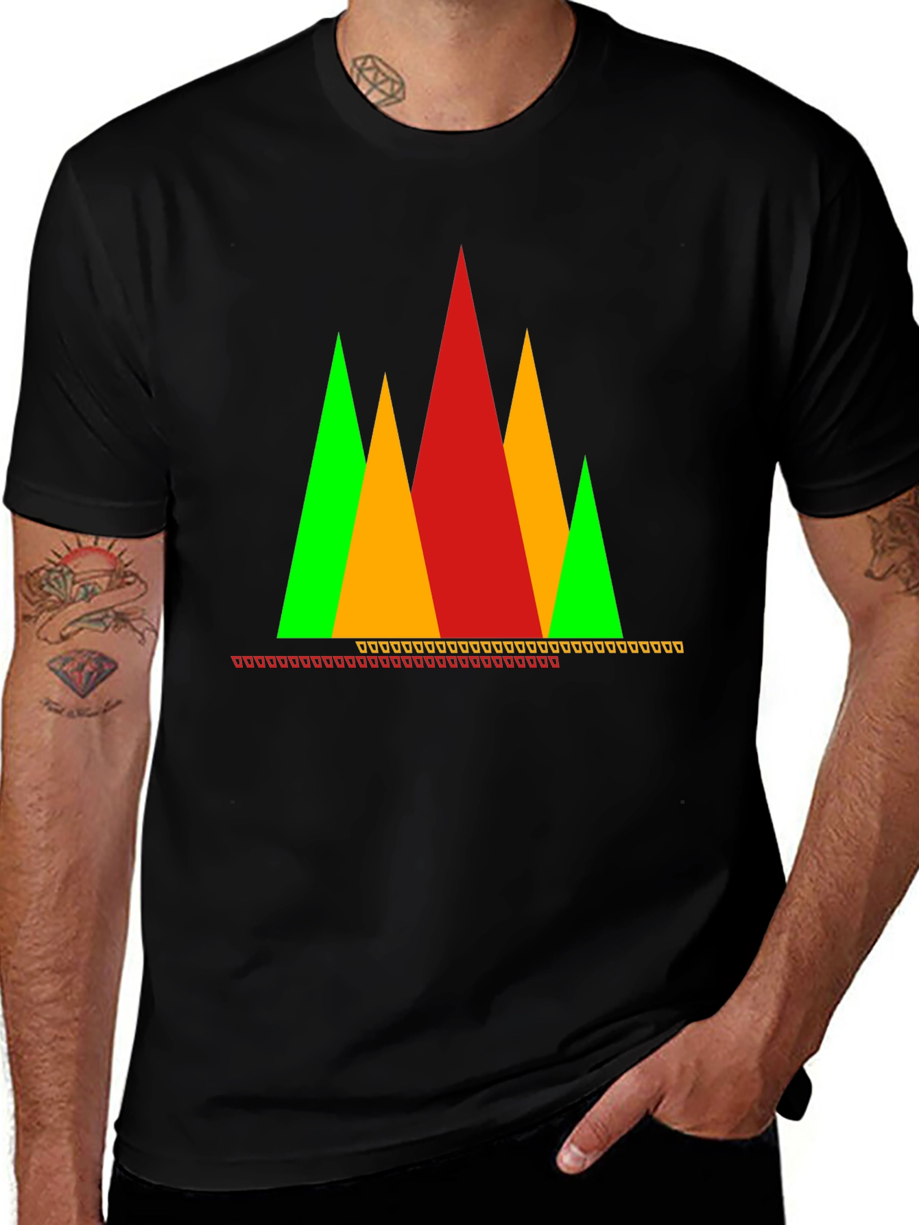 Geometric Peaks Graphic T-Shirt - Modern Art Tee