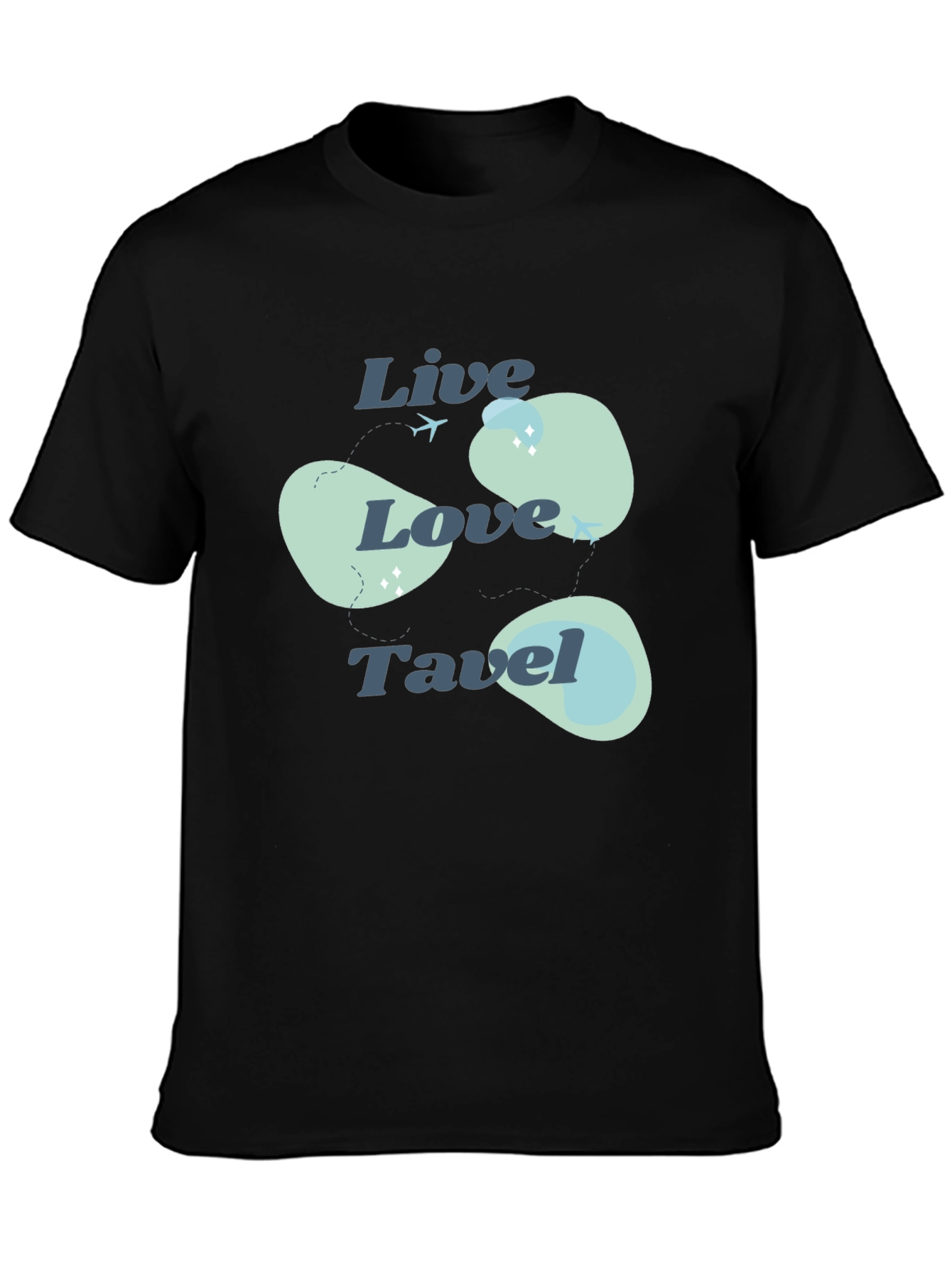 Live Love Travel Black Cotton Tee