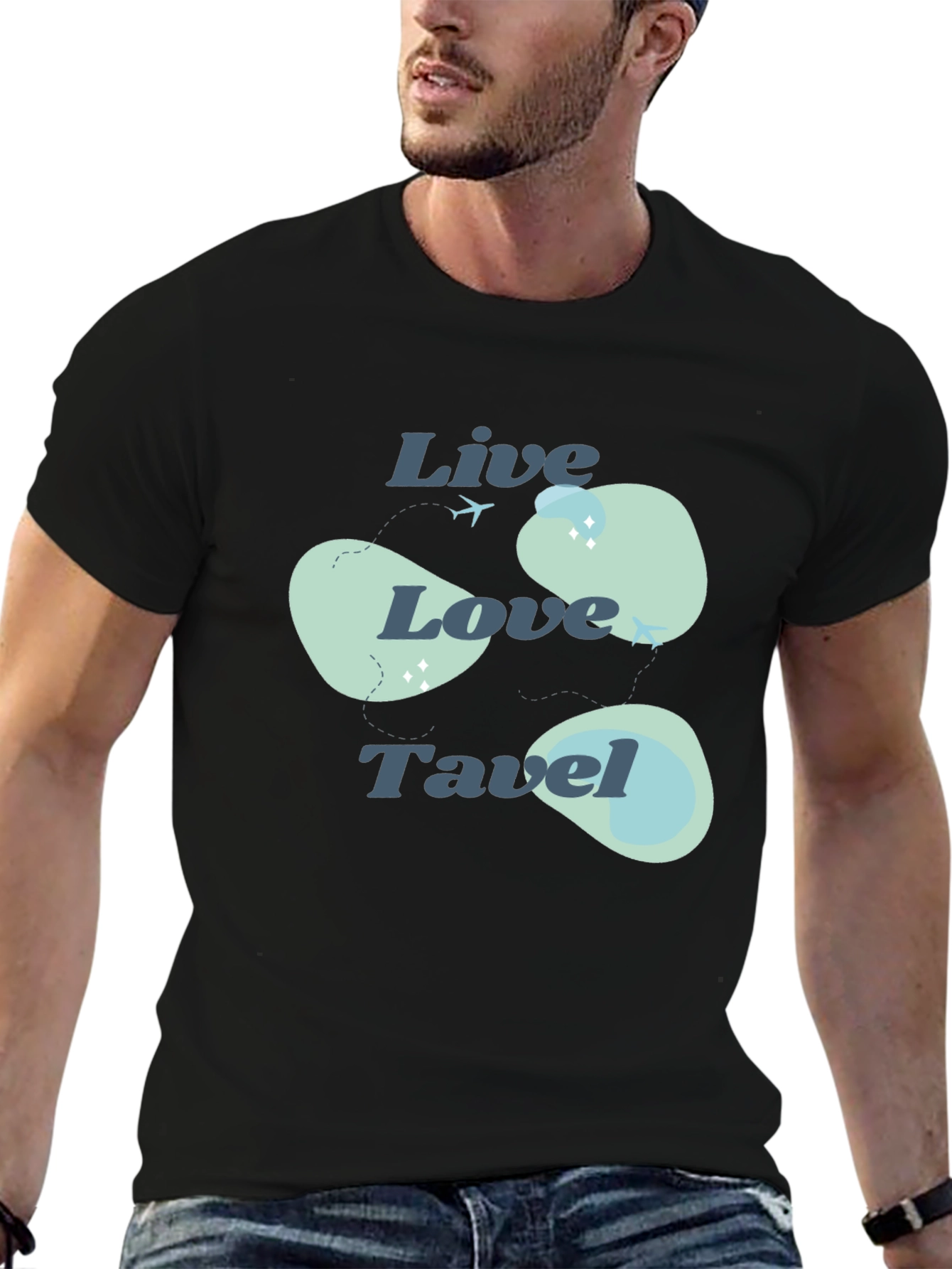 Live Love Travel Black Cotton Tee