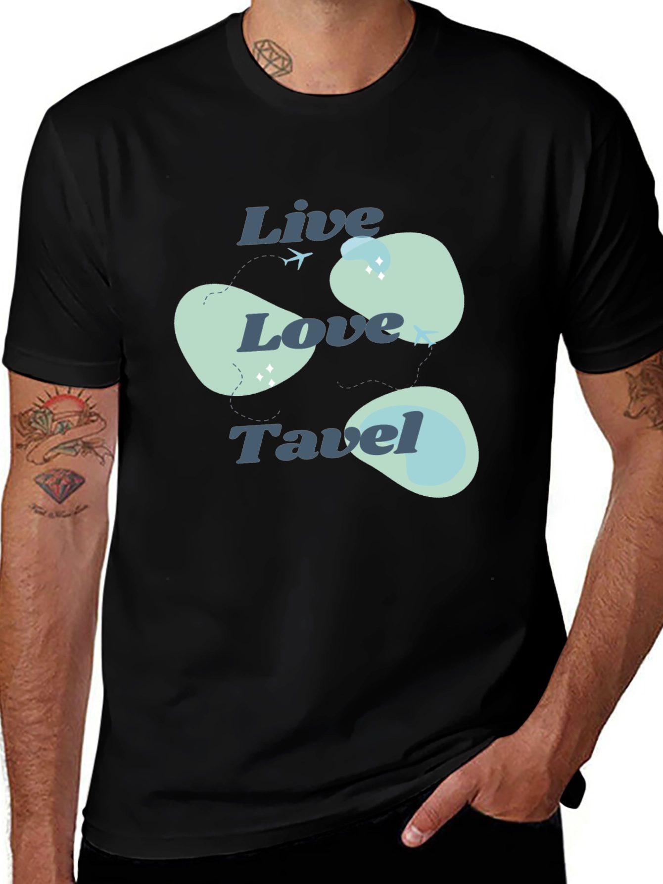 Live Love Travel Black Cotton Tee