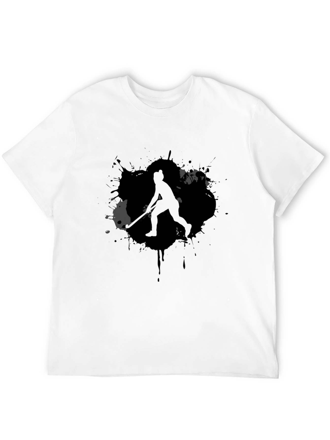Hockey Player Graphic Tee - Black Cotton