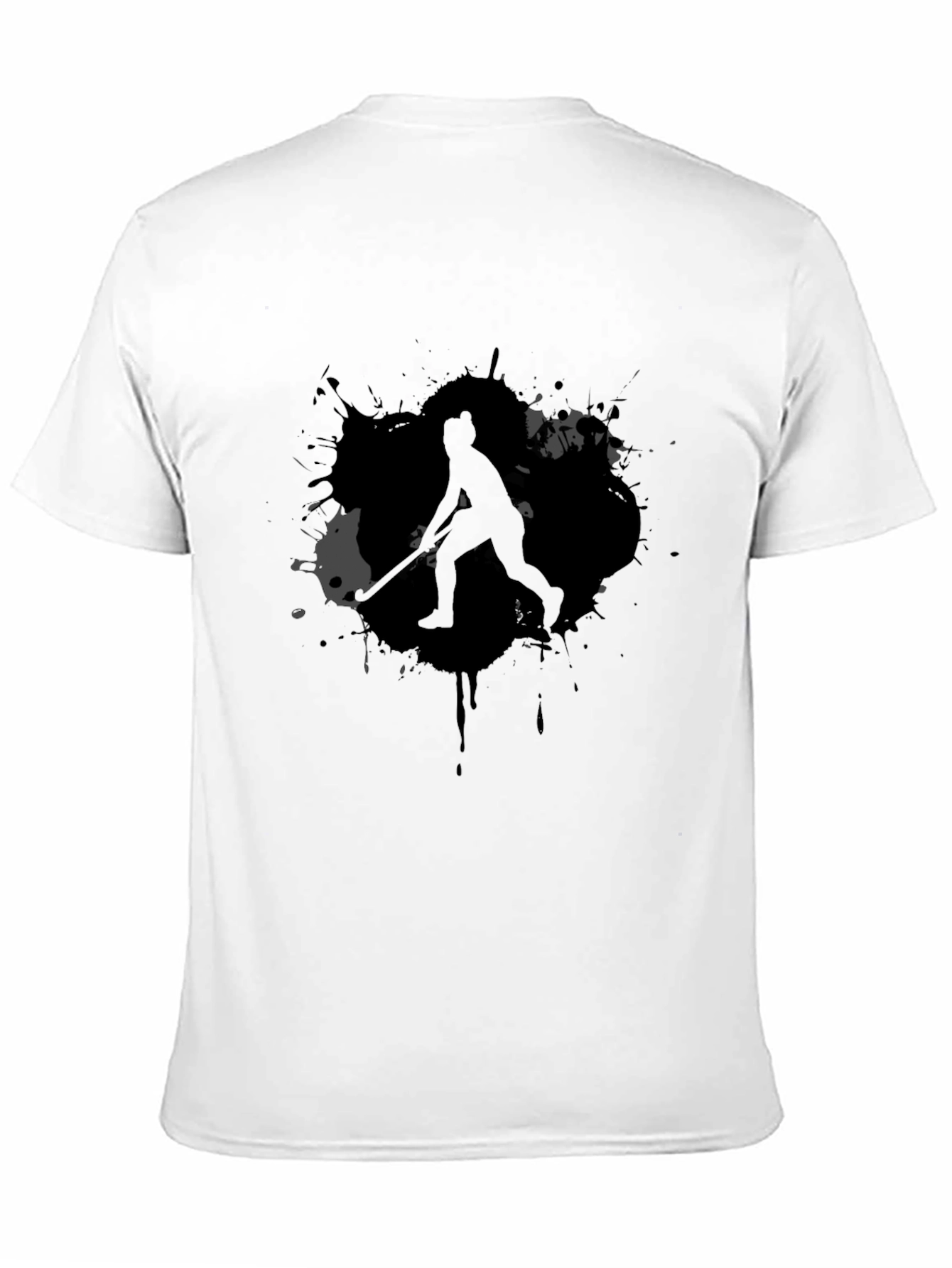 Hockey Player Graphic Tee - Black Cotton