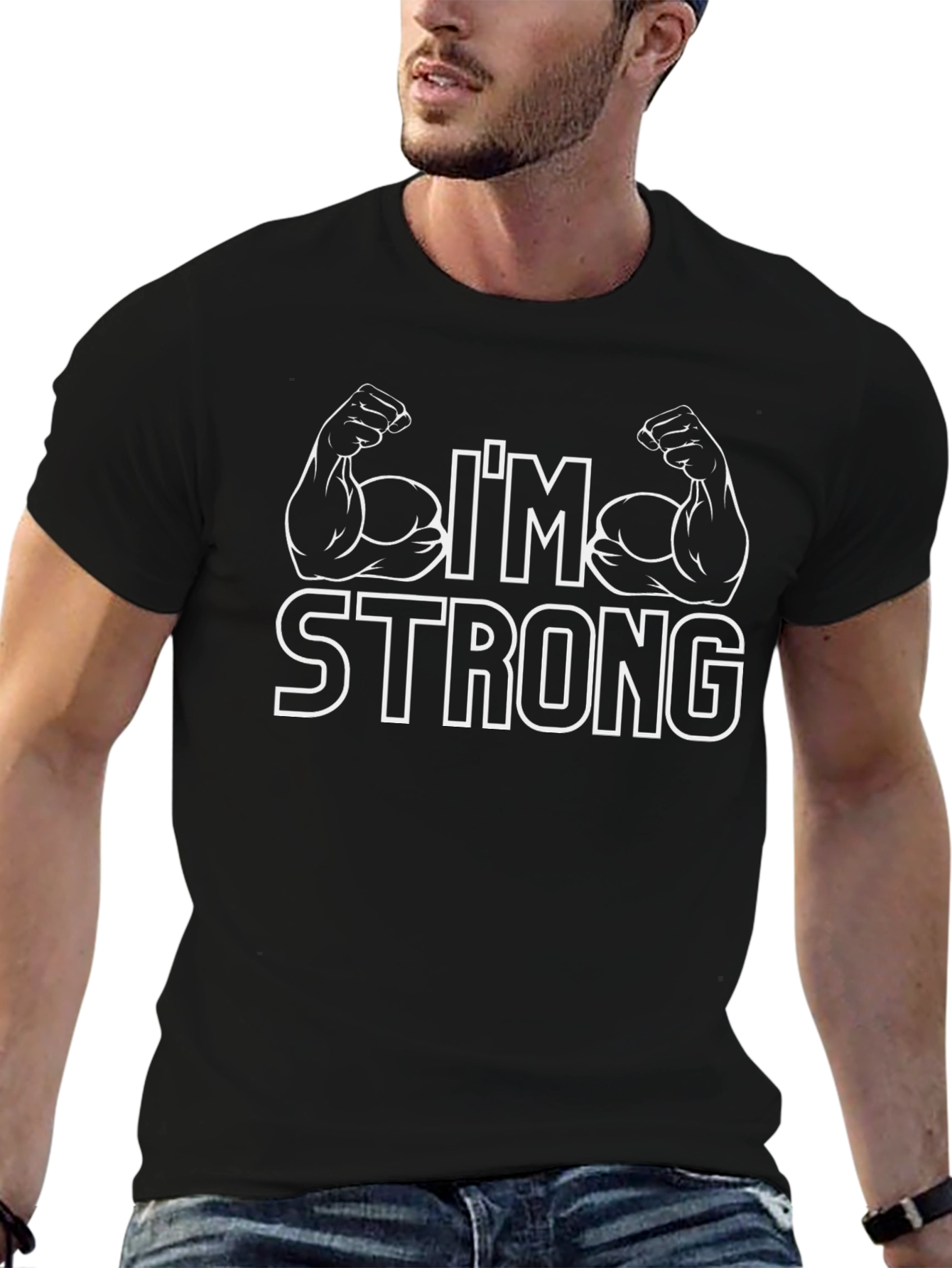 Im Strong Graphic T-Shirt - Black Muscled Design
