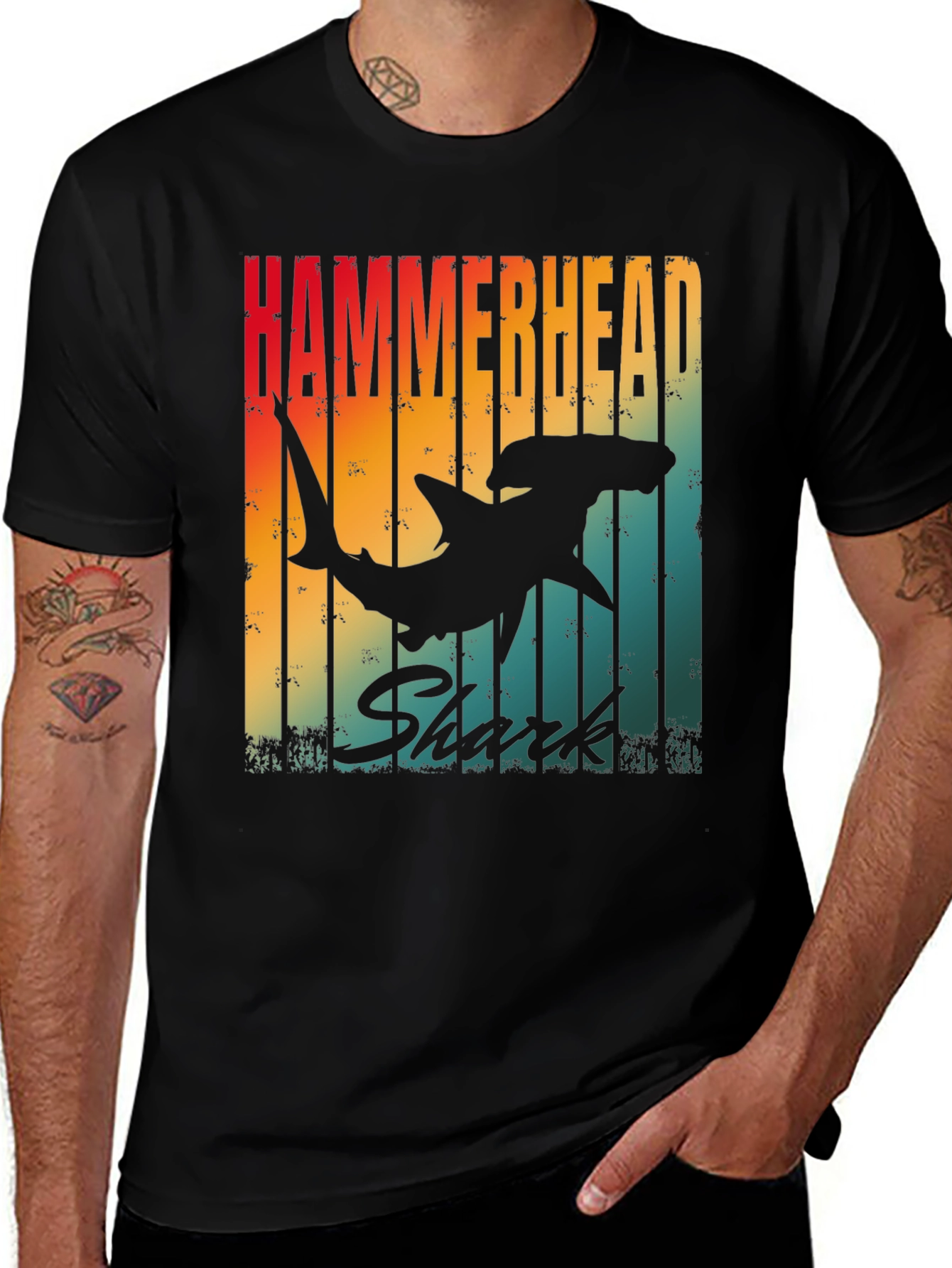 Hammerhead Shark Retro Graphic T-Shirt