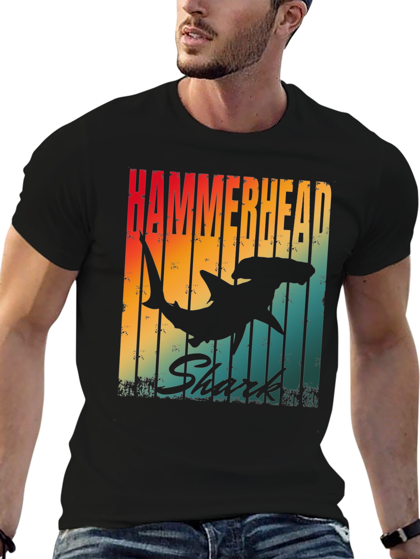 Hammerhead Shark Retro Graphic T-Shirt