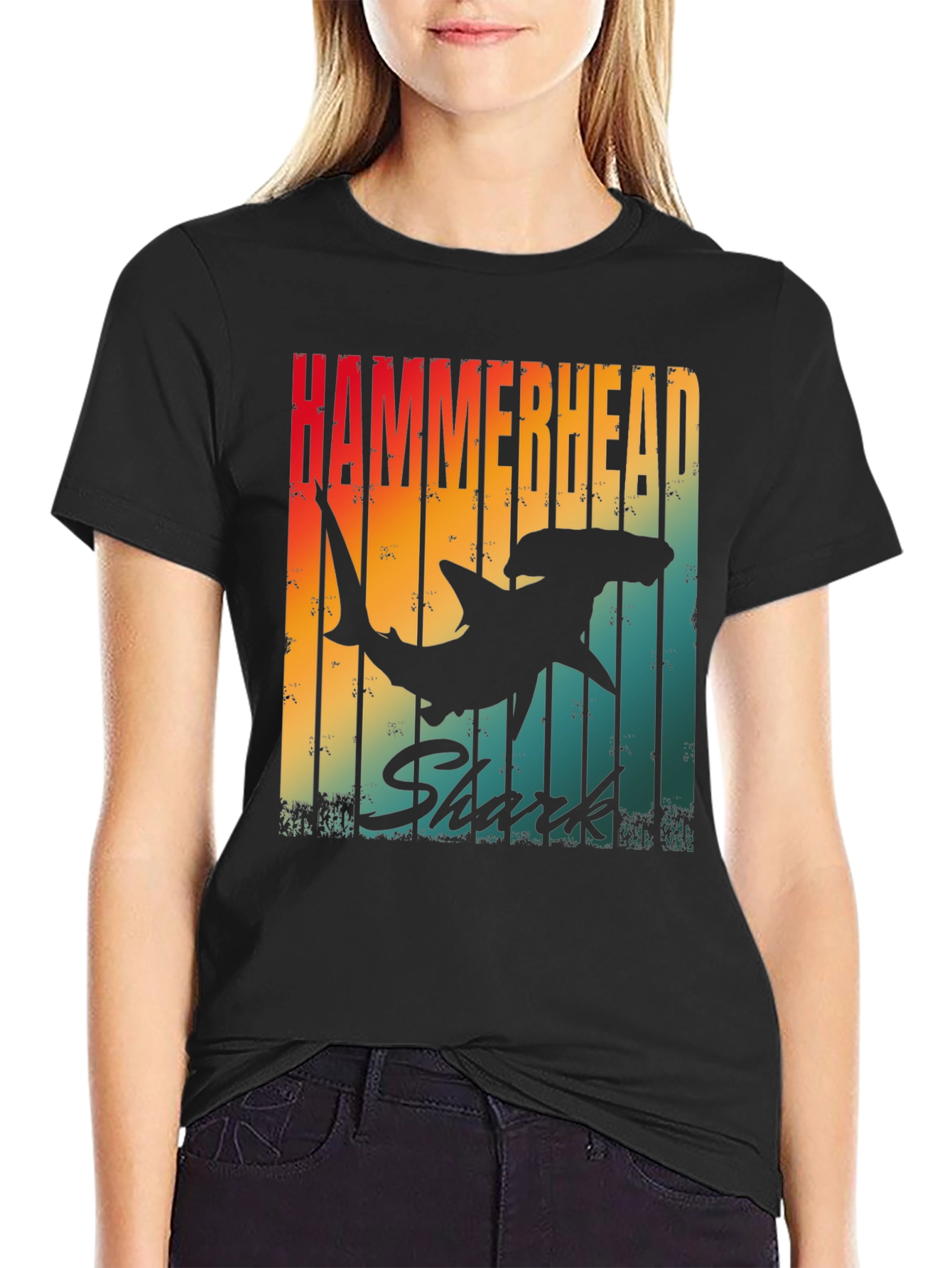 Hammerhead Shark Retro Graphic T-Shirt