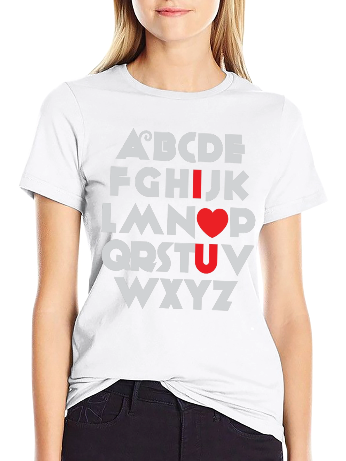 I Heart U Alphabet Graphic T-Shirt
