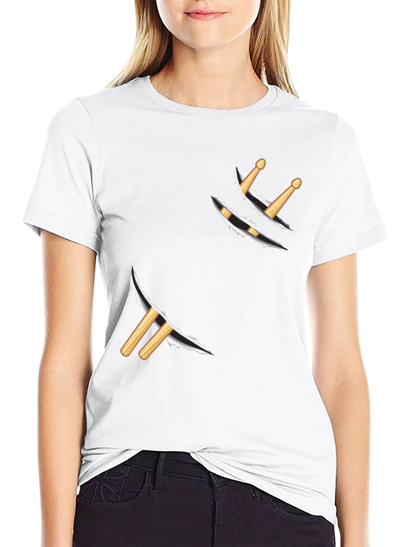 Drum Sticks Ripped T-Shirt