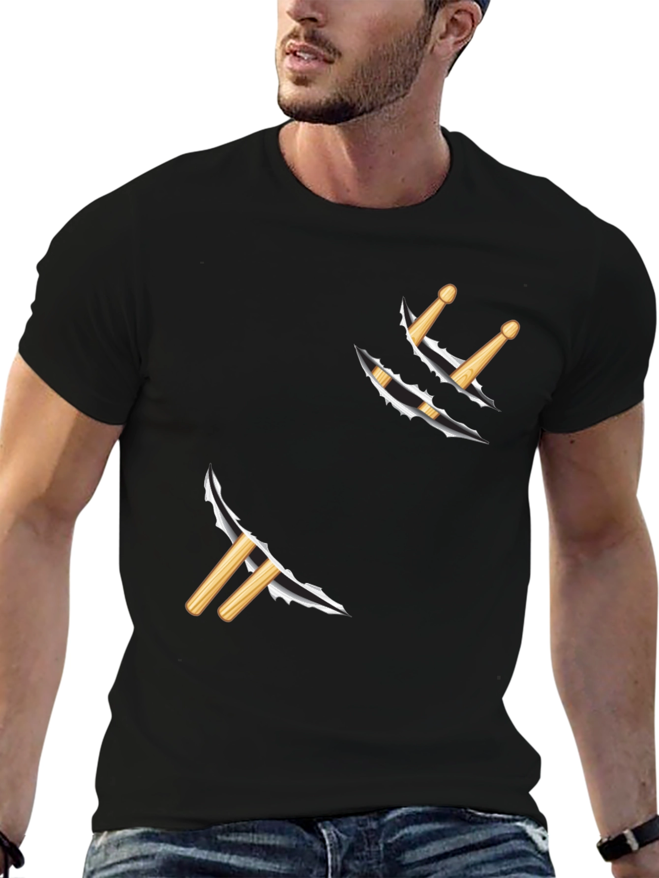 Drum Sticks Ripped T-Shirt