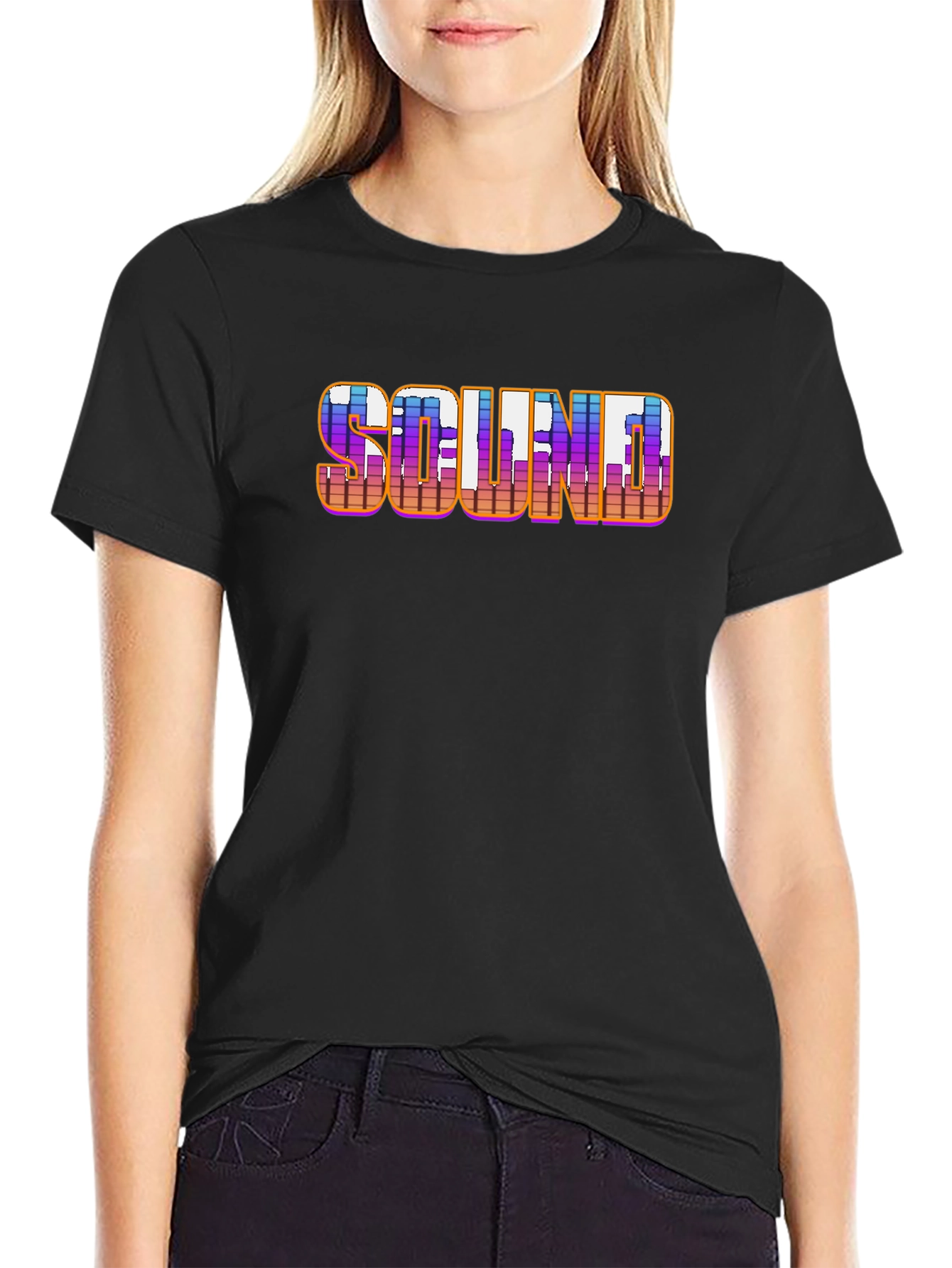 SOUND Graphic Print Black T-Shirt