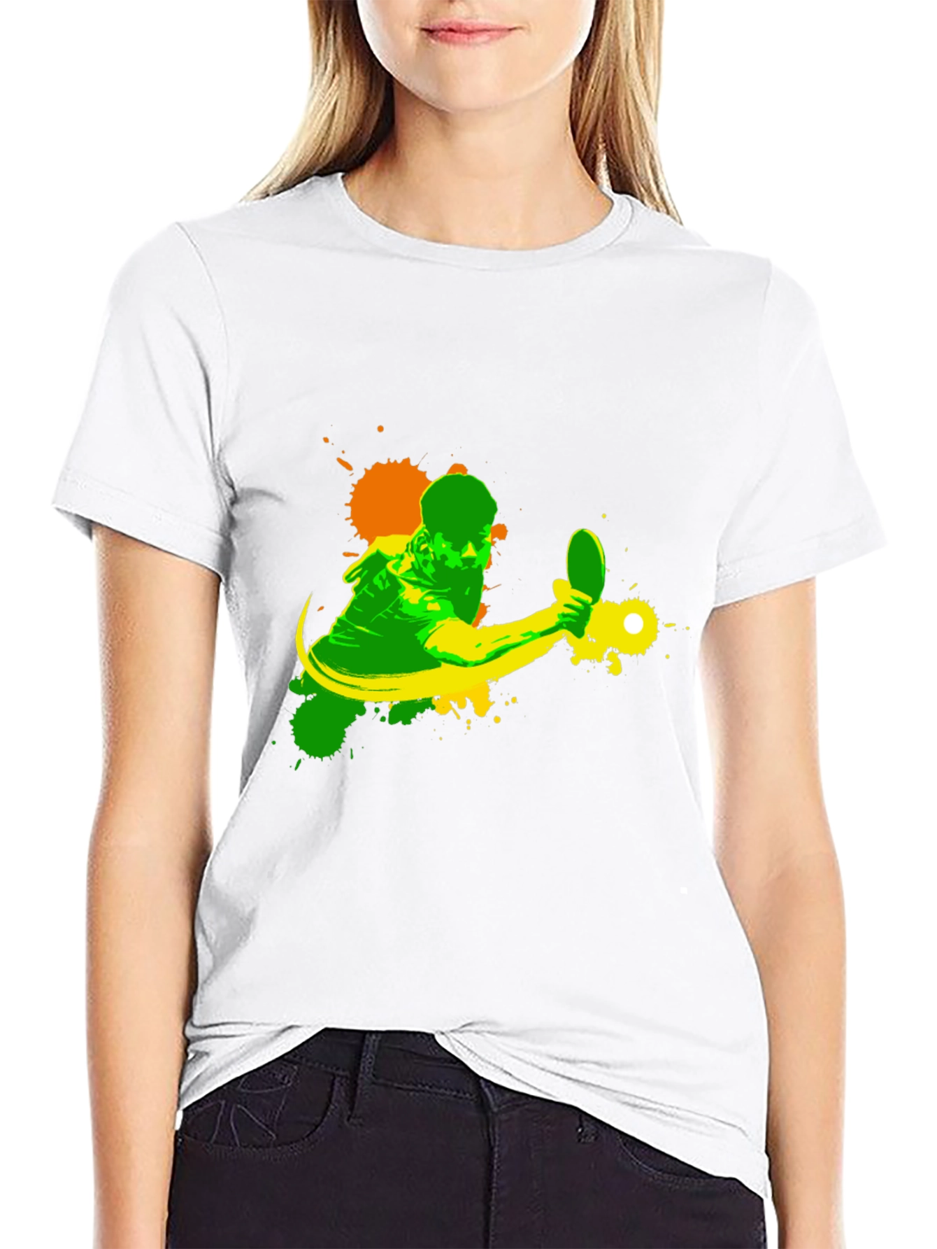 Table Tennis Player Graphic Black T-Shirt