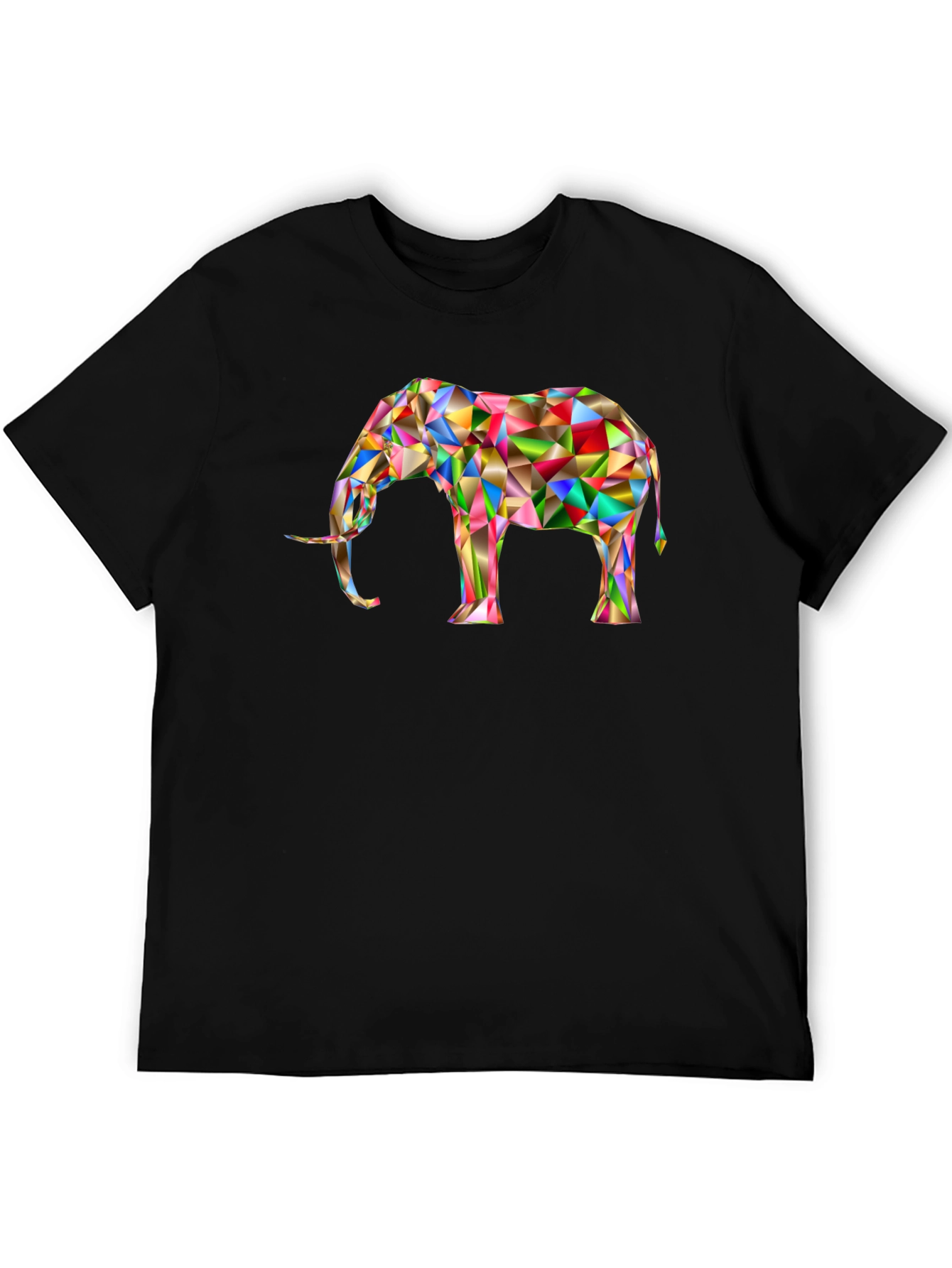 Geometric Elephant Graphic Tee - Black