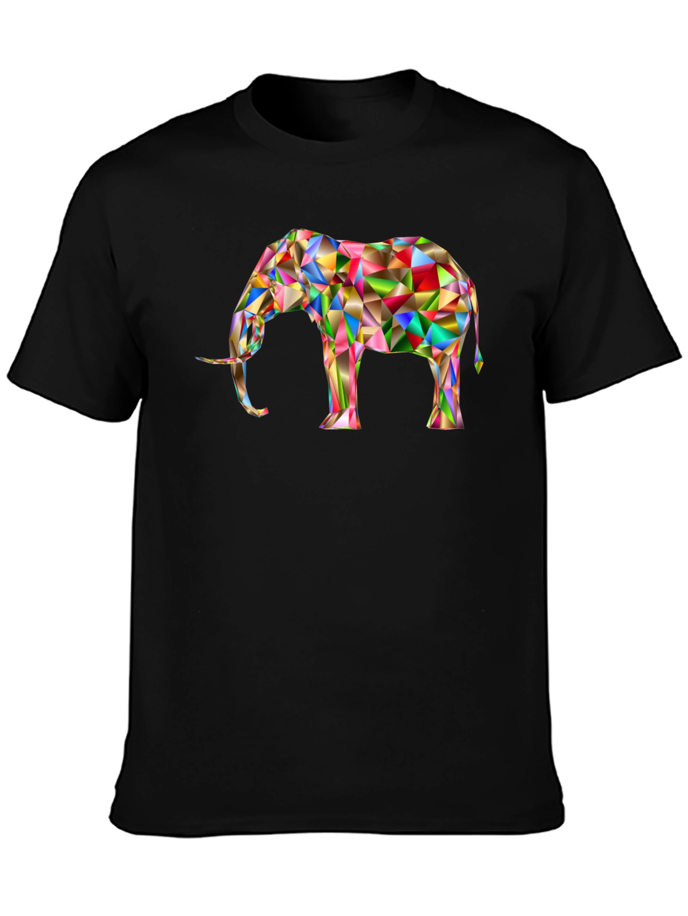 Geometric Elephant Graphic Tee - Black