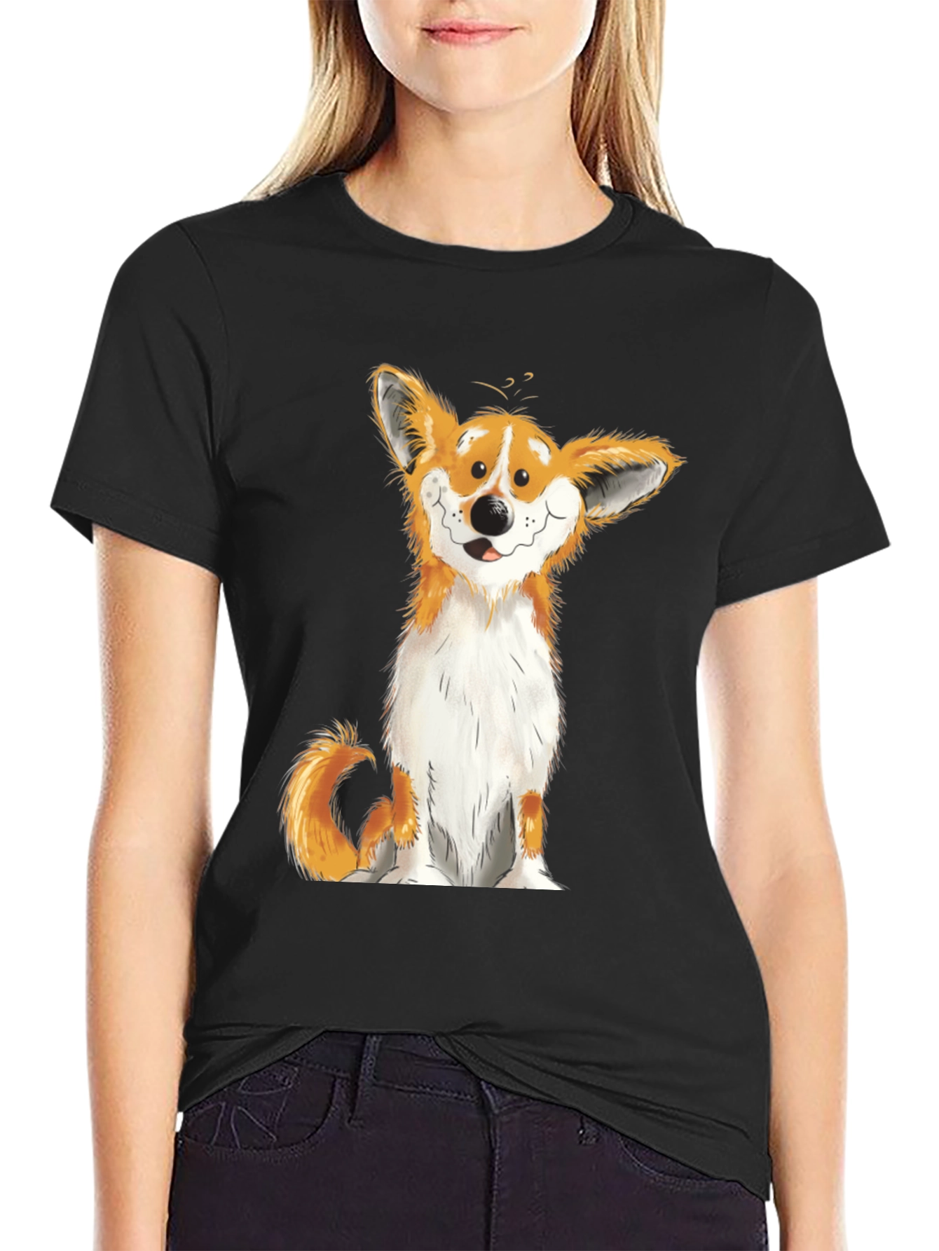 Corgi Cartoon Graphic T-Shirt