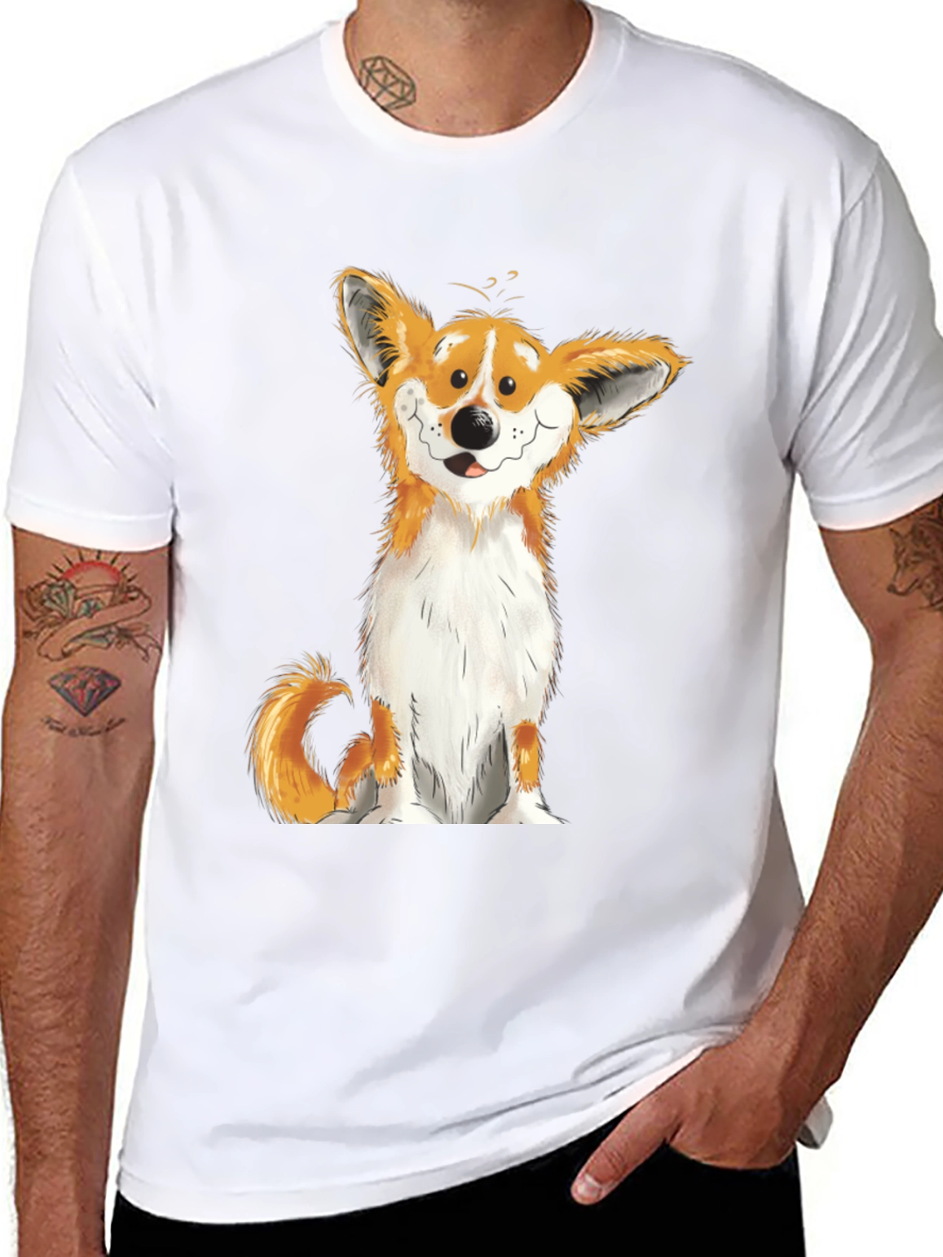 Corgi Cartoon Graphic T-Shirt