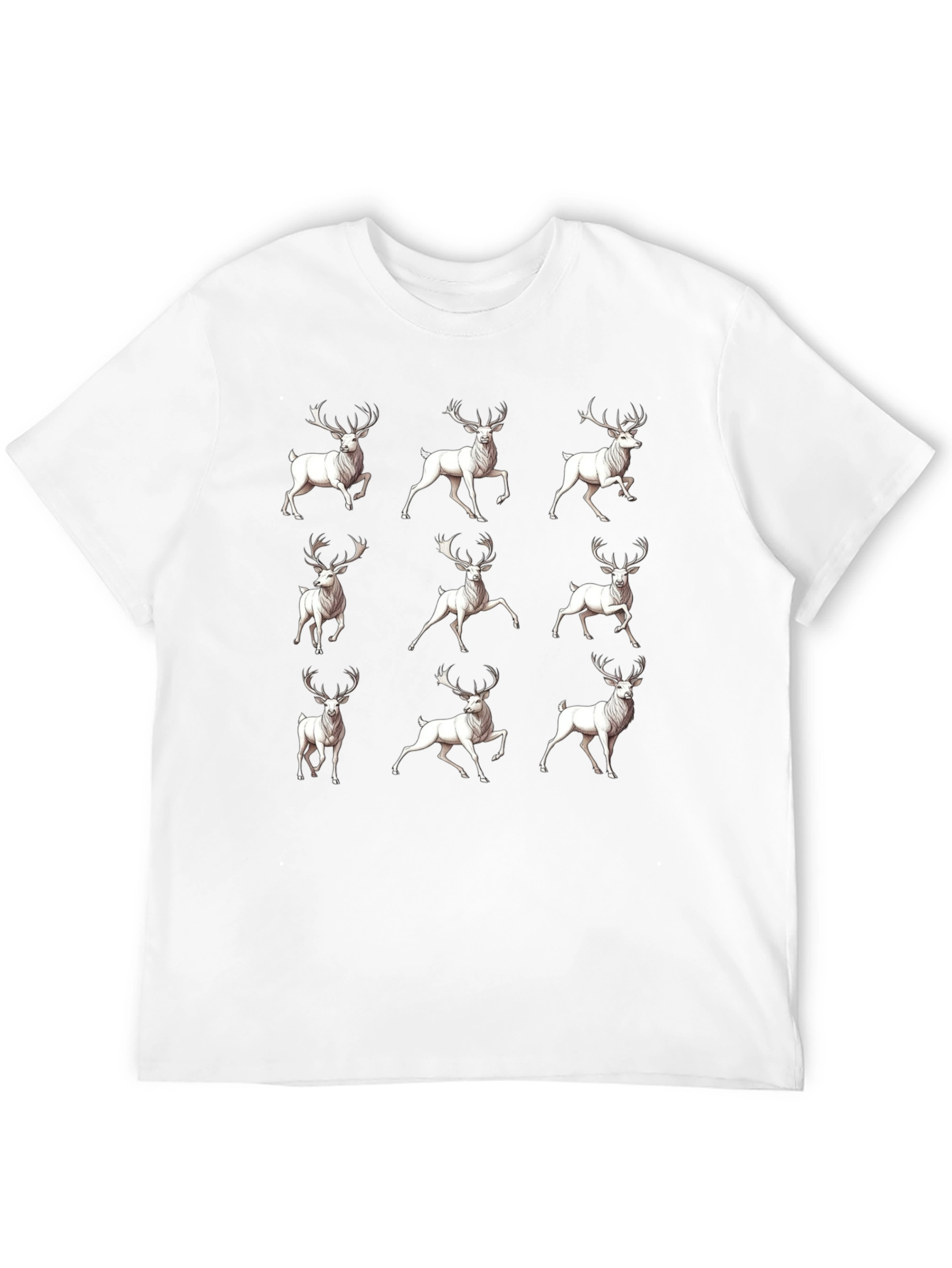Deer Pattern T-Shirt - Mens Black Graphic Tee