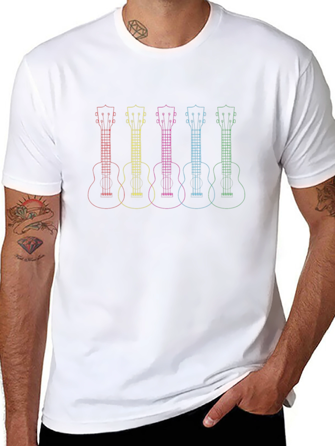 Rainbow Ukulele Graphic T-Shirt - Music Lover Tee