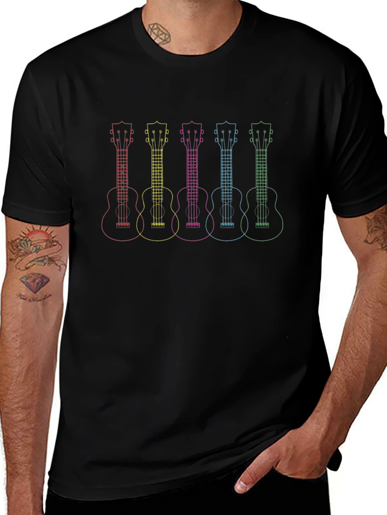 Rainbow Ukulele Graphic T-Shirt - Music Lover Tee
