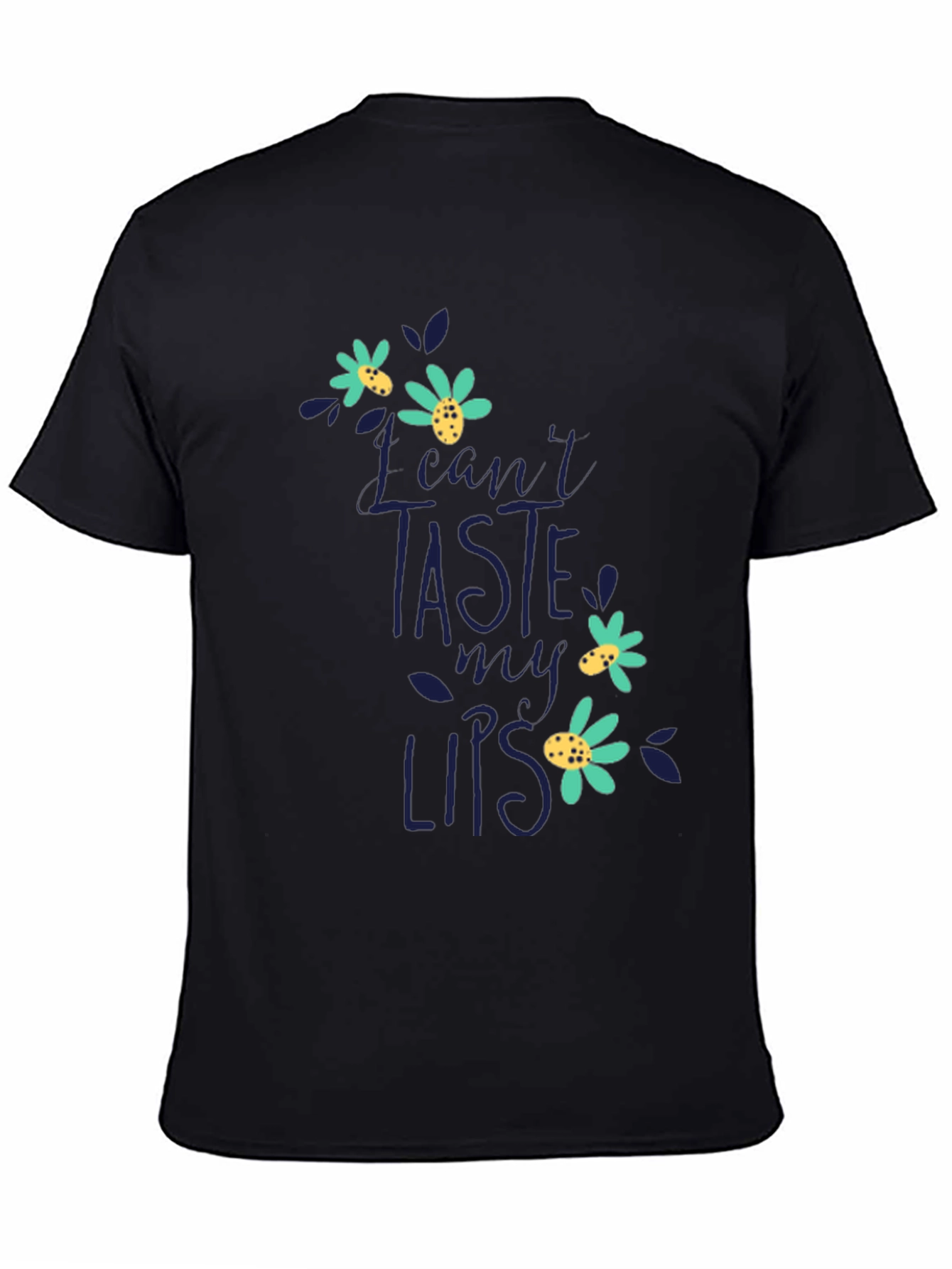 Floral Lips Graphic Tee - Mens Black T-Shirt