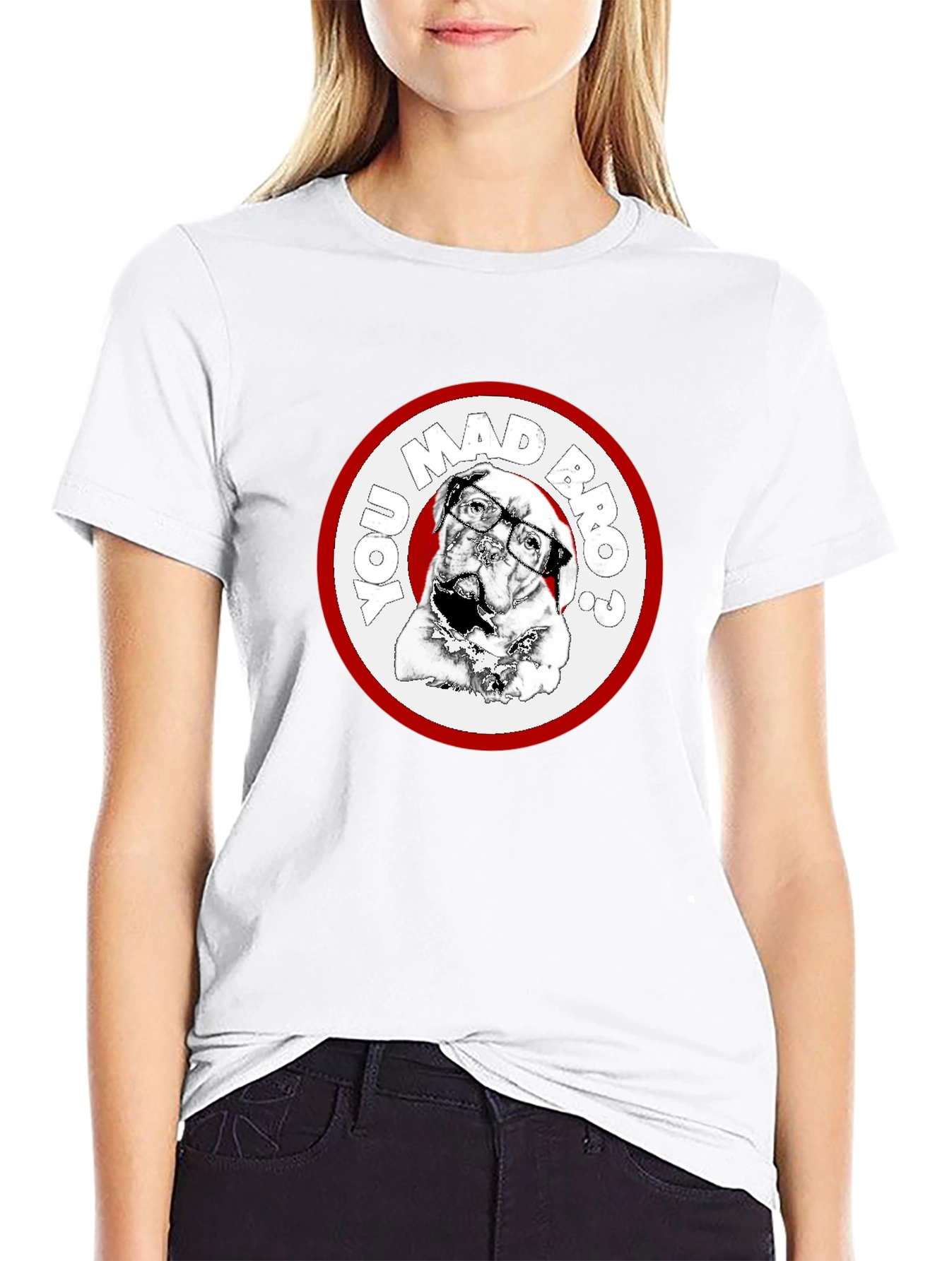 You Mad Bro? Dog Graphic Black T-Shirt