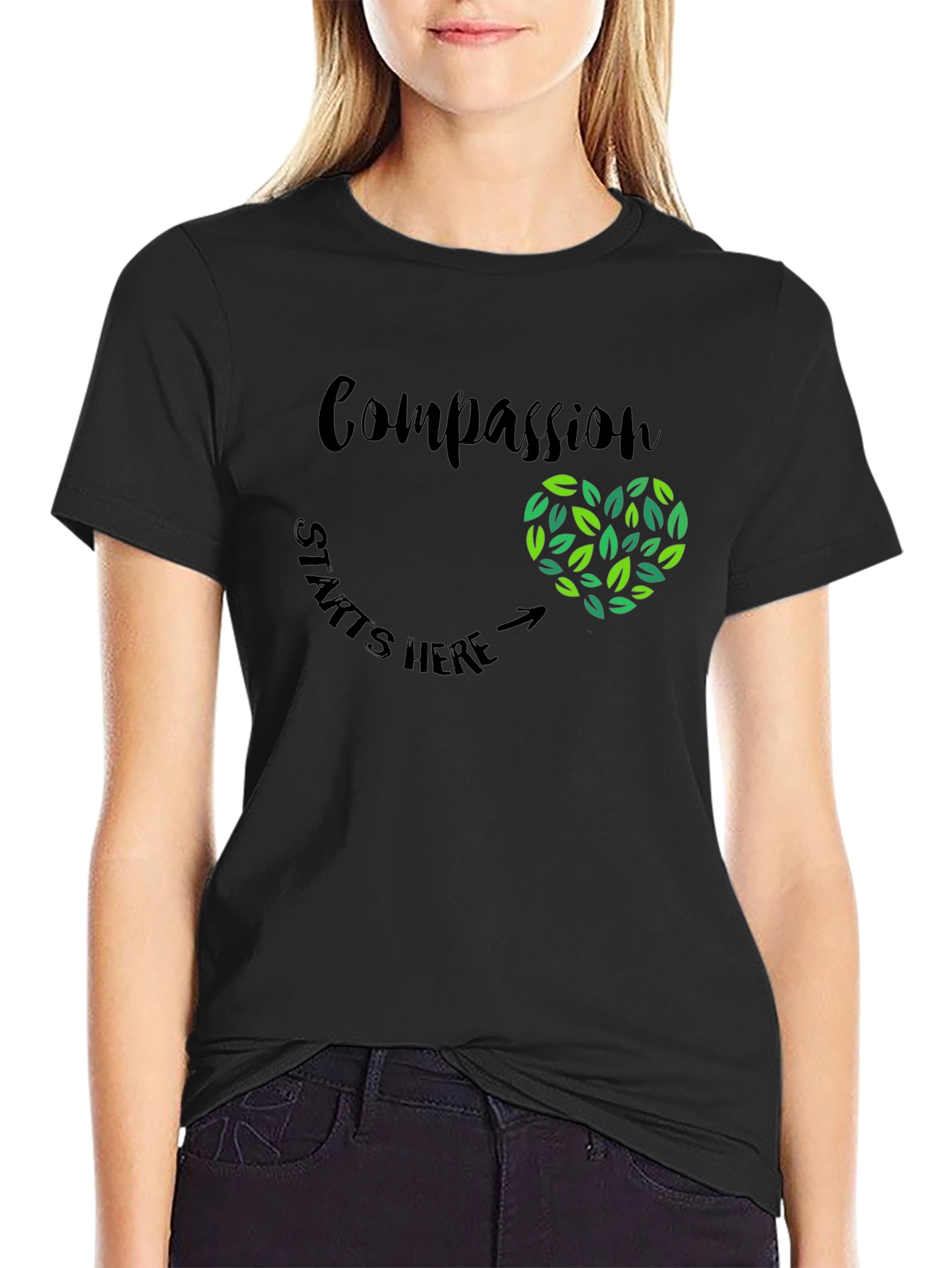 Compassion Starts Here Heart Graphic Tee