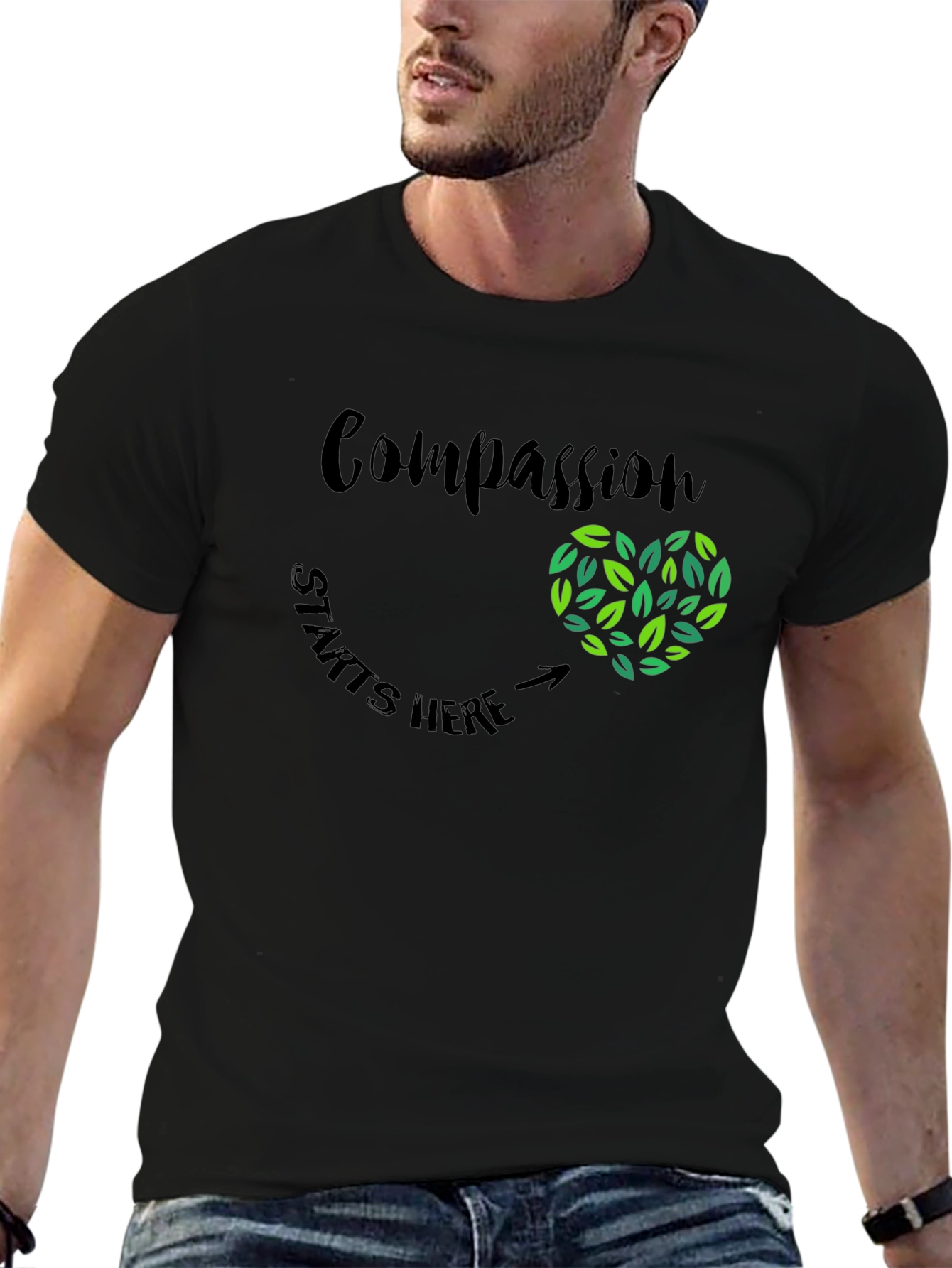 Compassion Starts Here Heart Graphic Tee