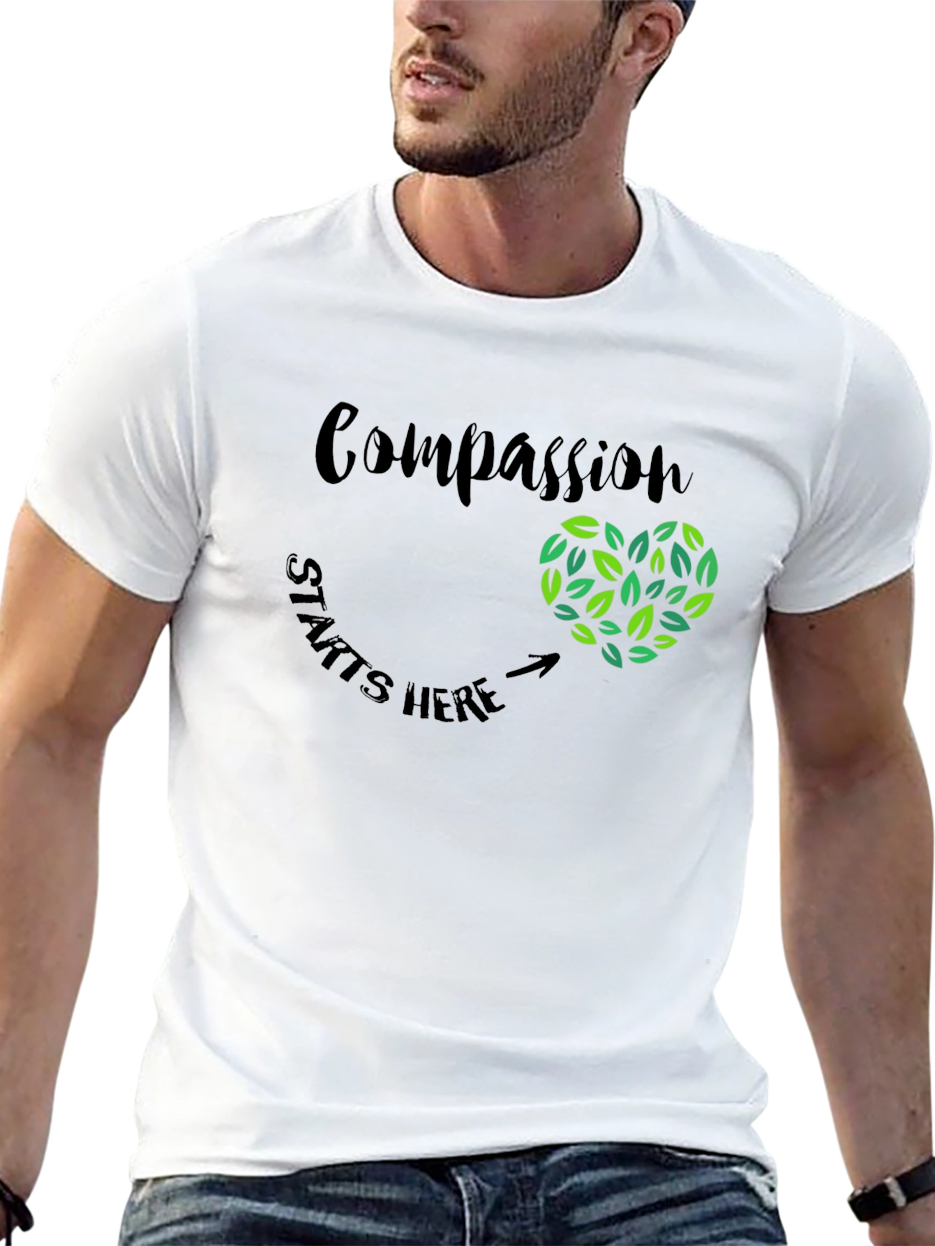 Compassion Starts Here Heart Graphic Tee
