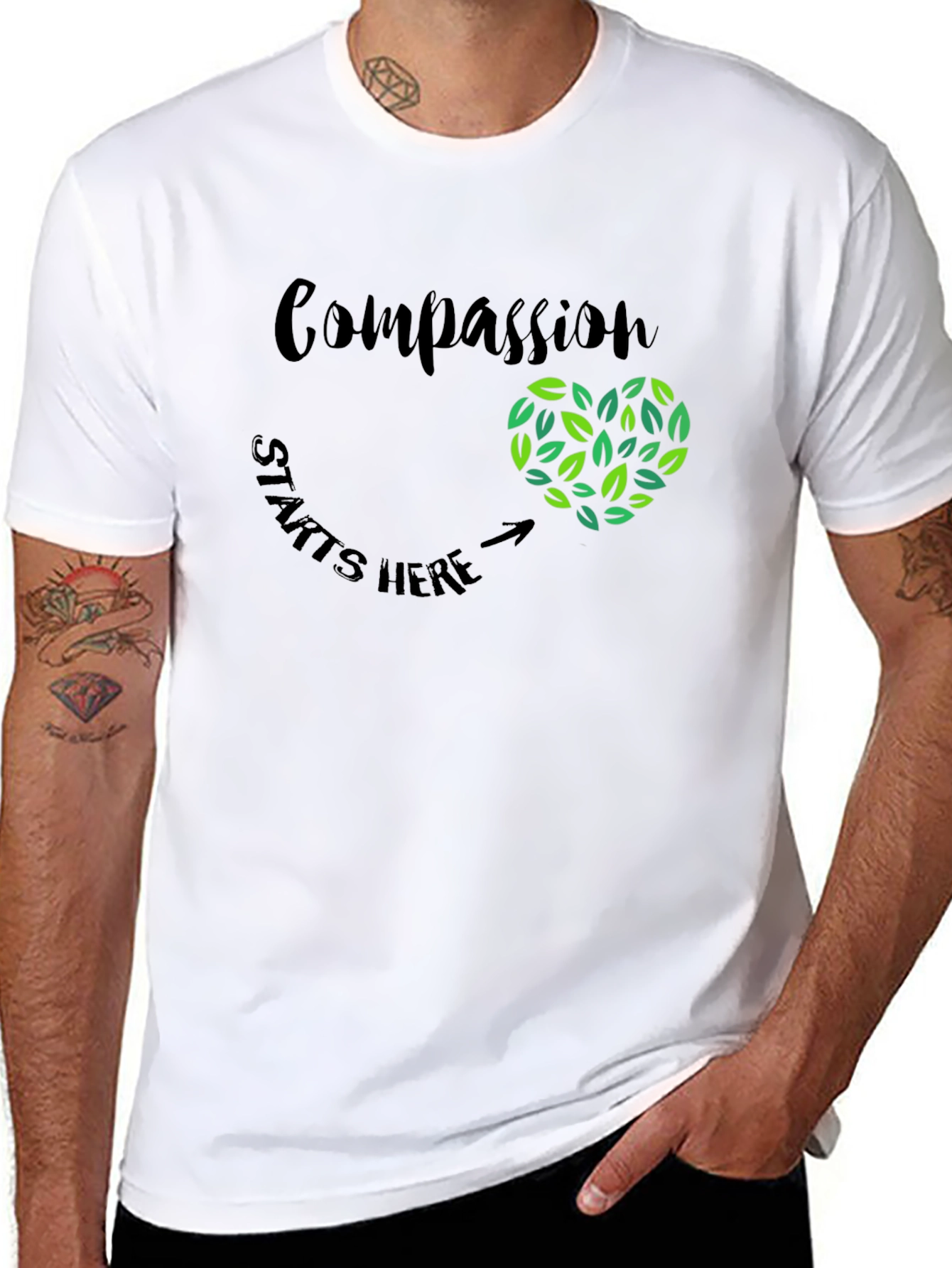 Compassion Starts Here Heart Graphic Tee