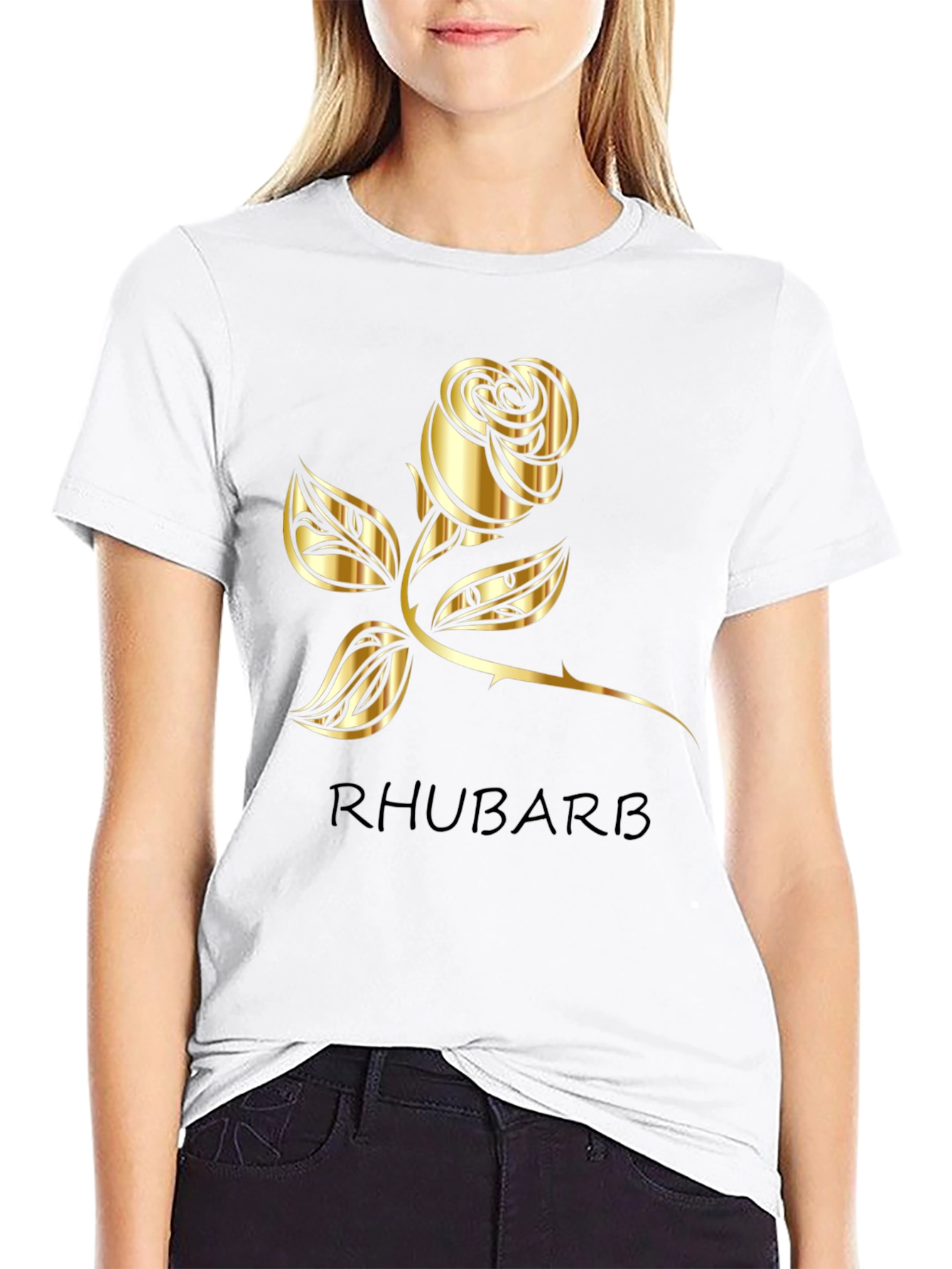 Rhubarb Rose Graphic Tee - Black T-Shirt