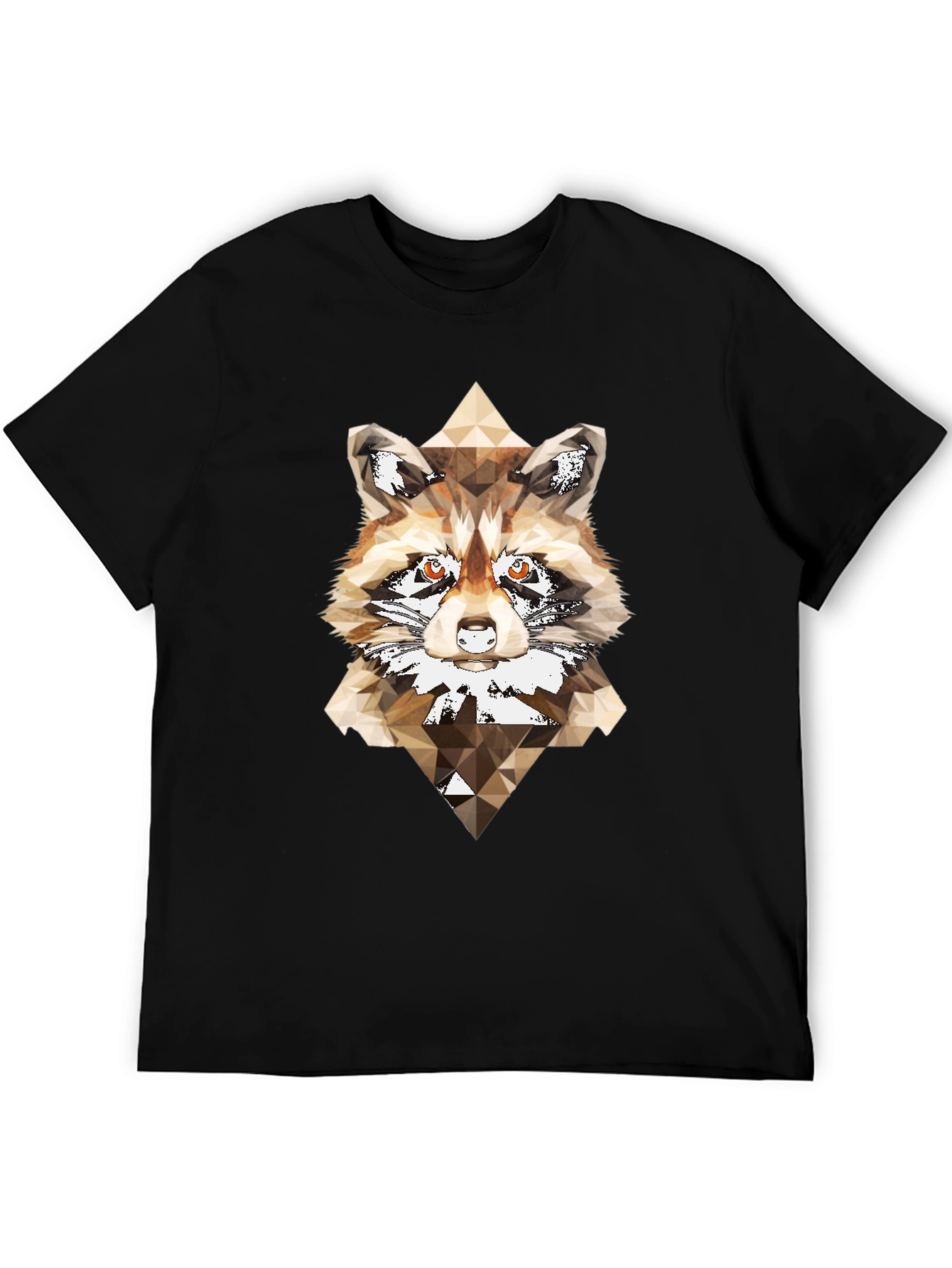 Geometric Raccoon Graphic Tee - Modern Animal Print Shirt