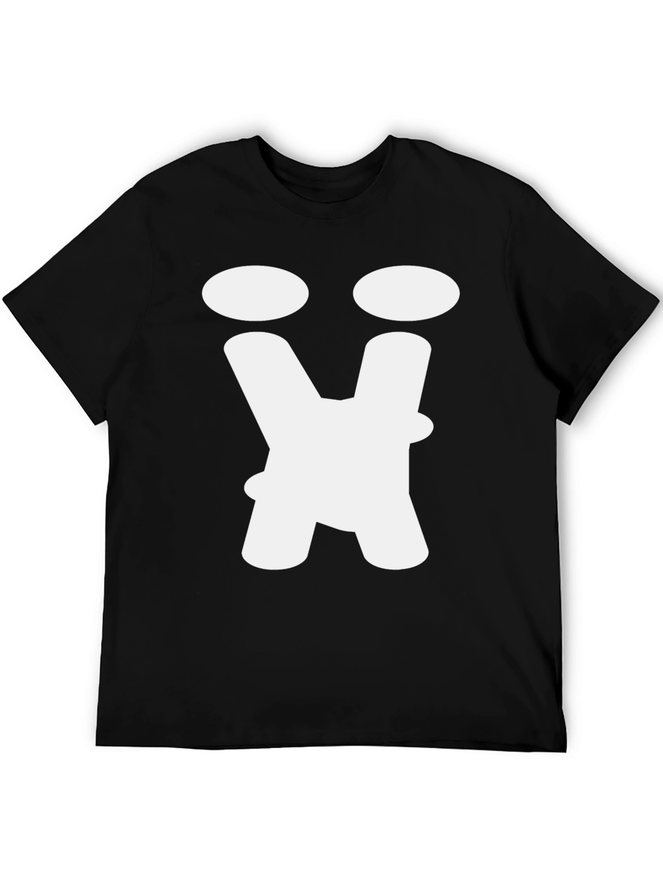 Abstract Face Graphic Tee - Black Cotton T-Shirt