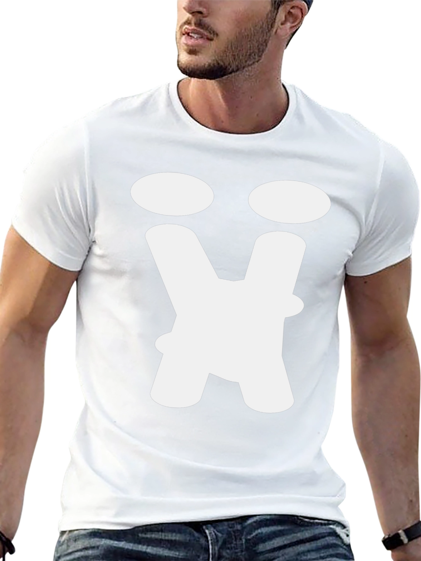 Abstract Face Graphic Tee - Black Cotton T-Shirt