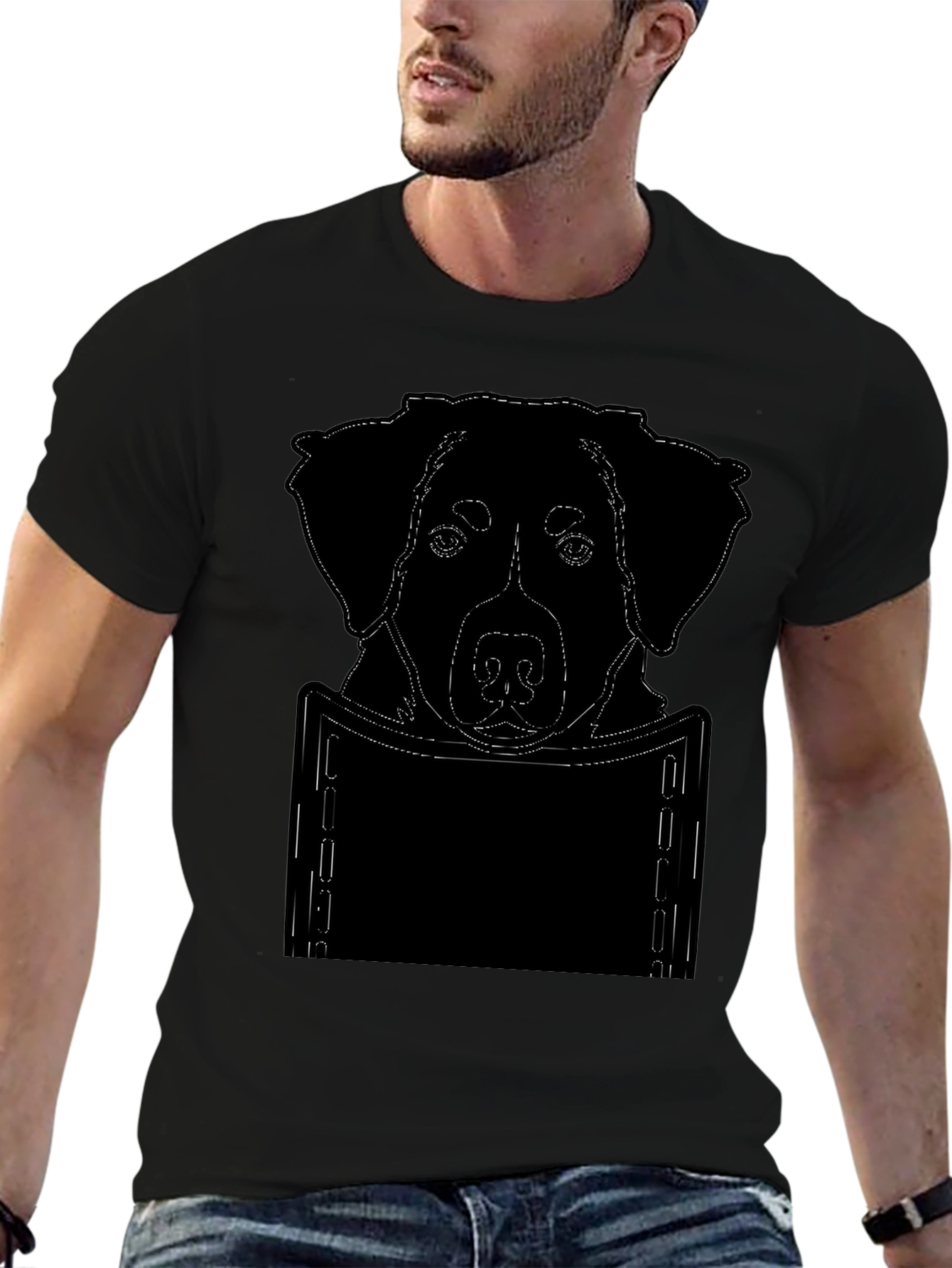 Dog Pocket Print T-Shirt - Cute Animal Lover Tee